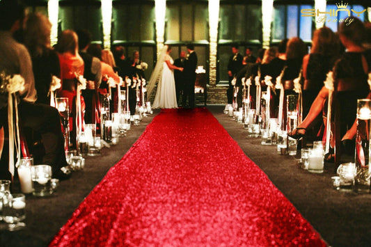 ShinyBeauty Red Sequin Aisle Runner - 2FTx15FT Glitter Carpet for Weddings, Ceremonies, and Special Events