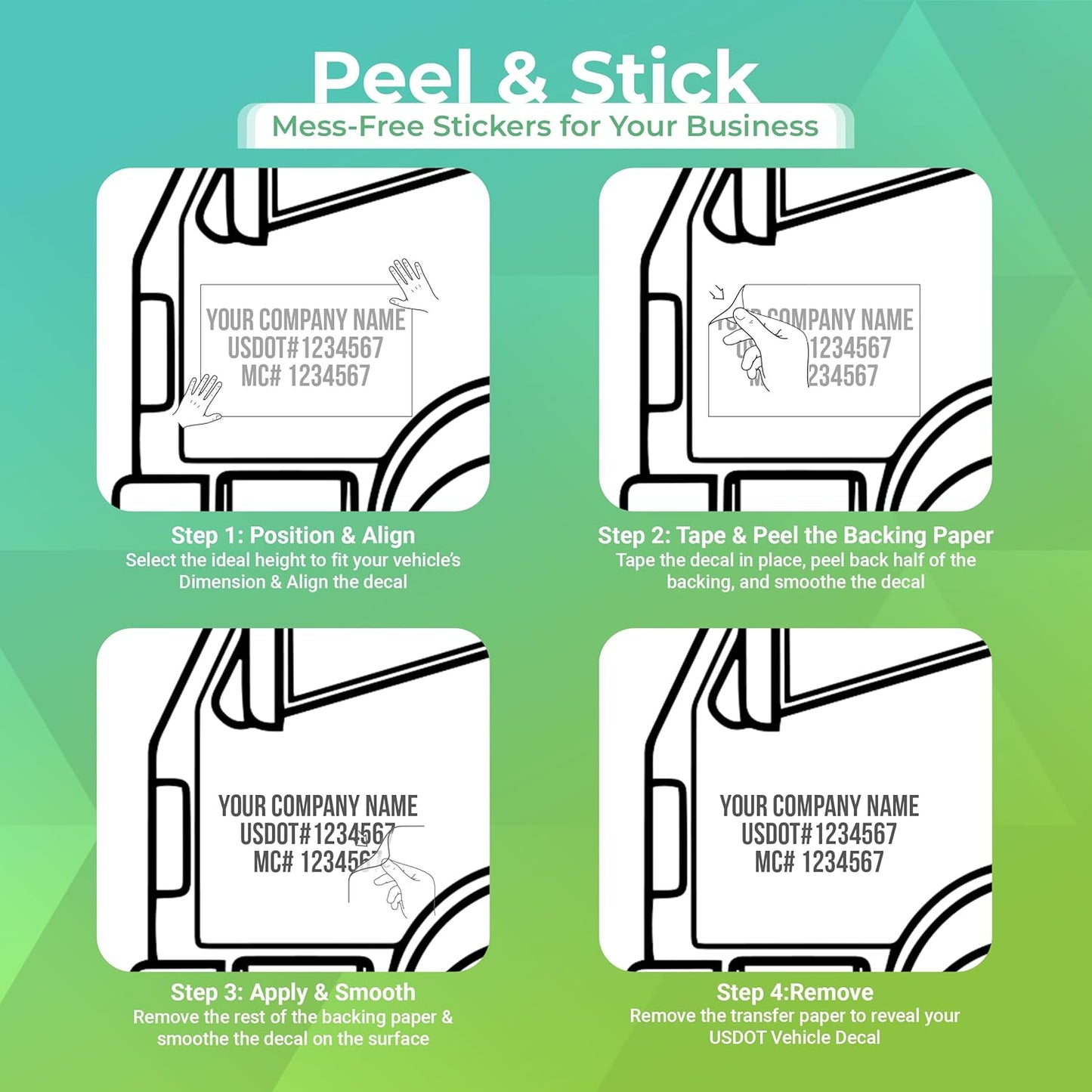 Custom USDOT Truck Decal, MC, Company Name & Registration Stickers, Vinyl Lettering Sticker for Auto Car Window, Vehicles, Doors, Trailer, Personalized, Trucking Letter Decals, Compliant 2" High