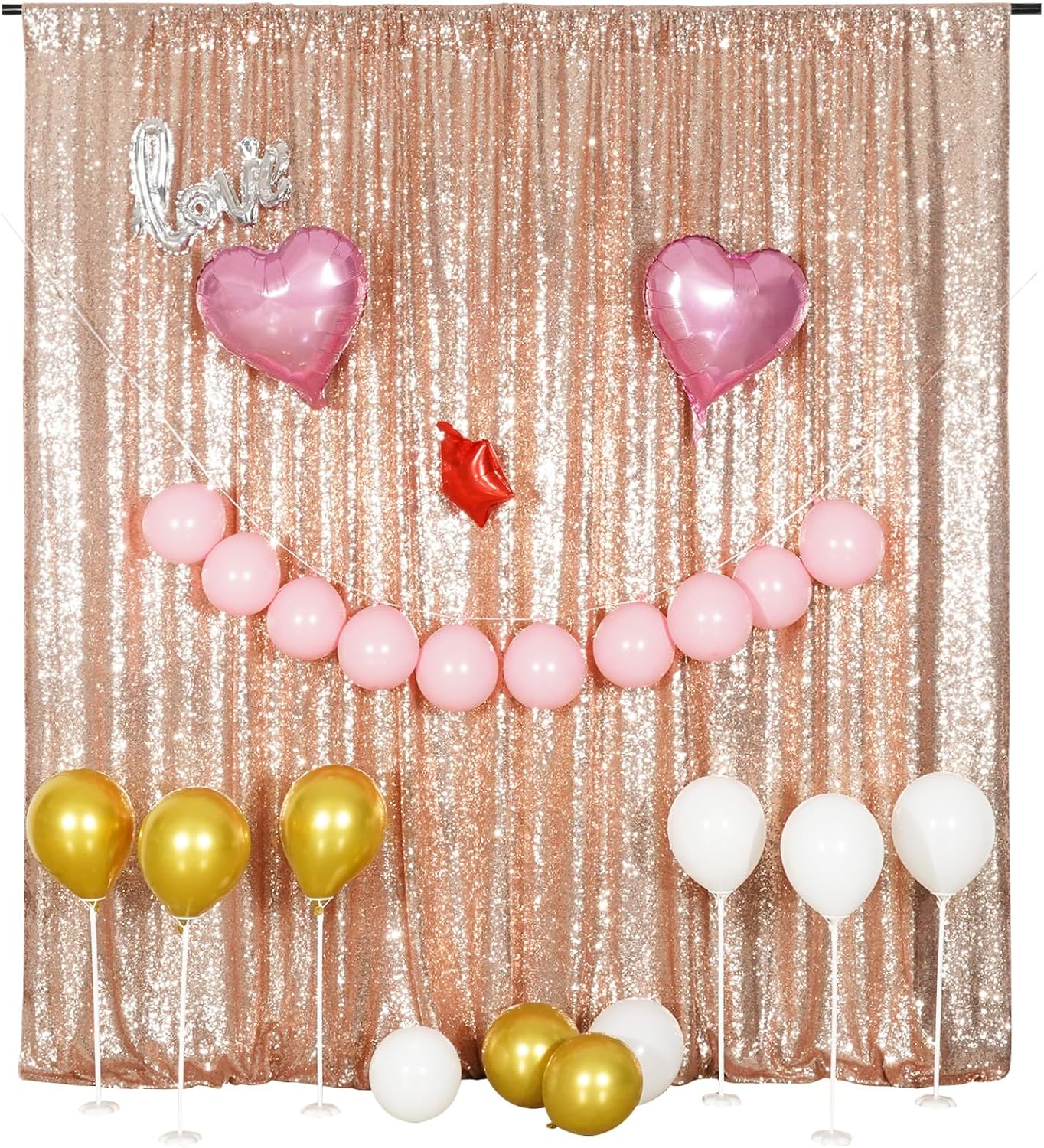 Poise3EHome Rose Gold Sequin Backdrop, 20Ft x 10Ft Glitter Photography Background Curtains for Party Baby Shower Wedding Birthday Christmas Thanksgiving Halloween Decoration