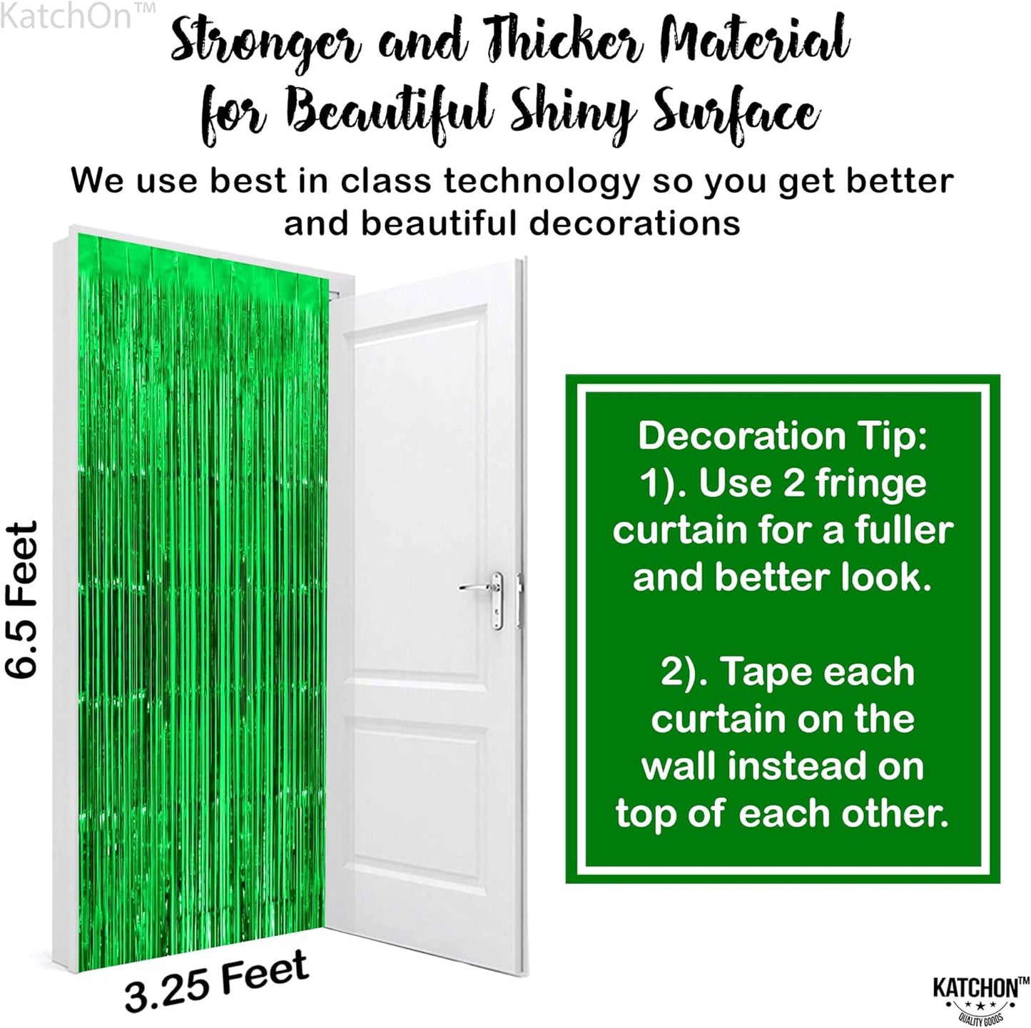 KatchOn, Green Streamers - Pack of 2 | Fringe Backdrop Curtain for Dinosaur Birthday | Halloween Decorations | Party Supplies for Green Birthday Decorations