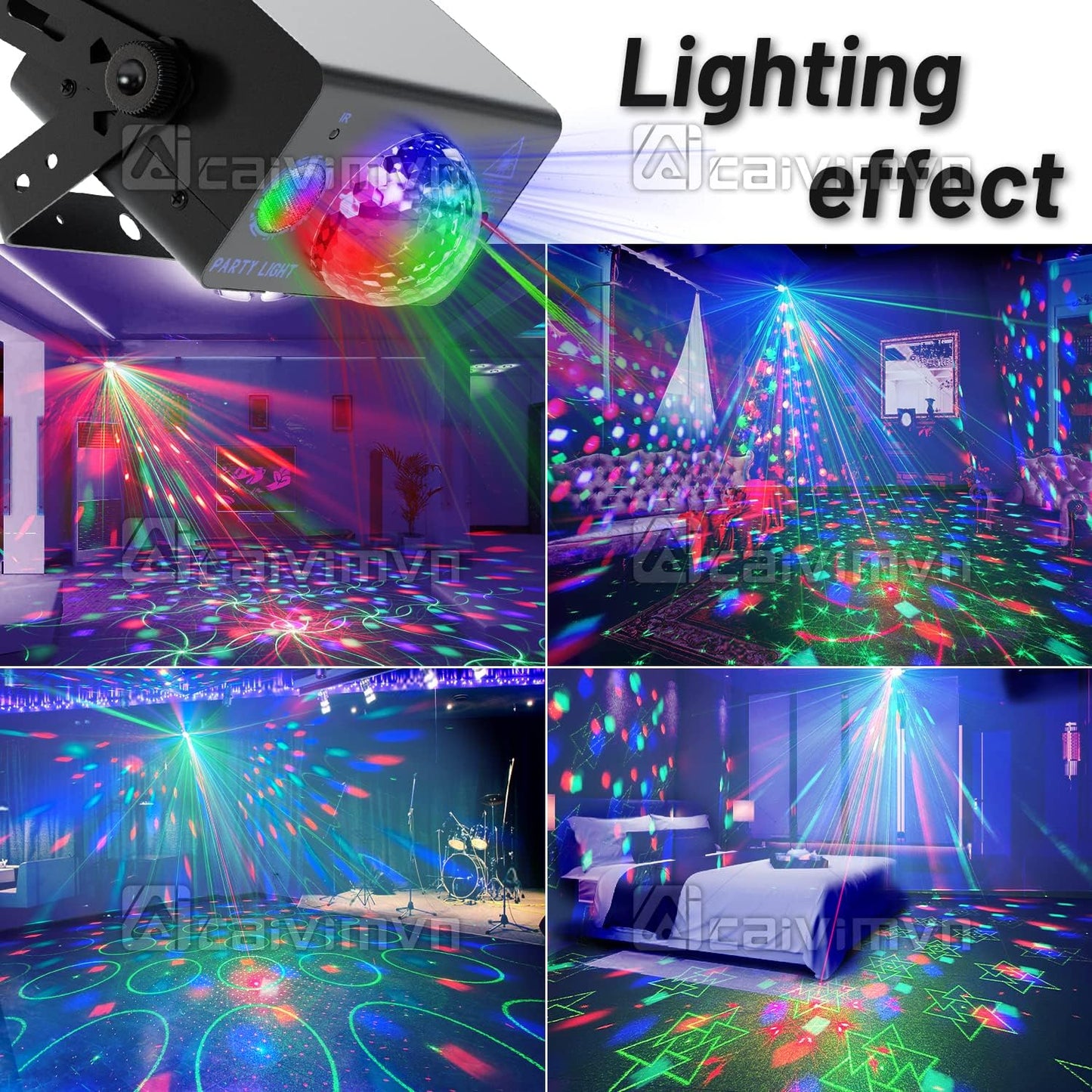 Disco Ball Light Party Lights, LED Sound Activated DJ Disco Light Stage Lights with Remote Control Strobe Lights for Parties Bar Birthday Gift Indoor Room Decorations Christmas Halloween Club Wedding