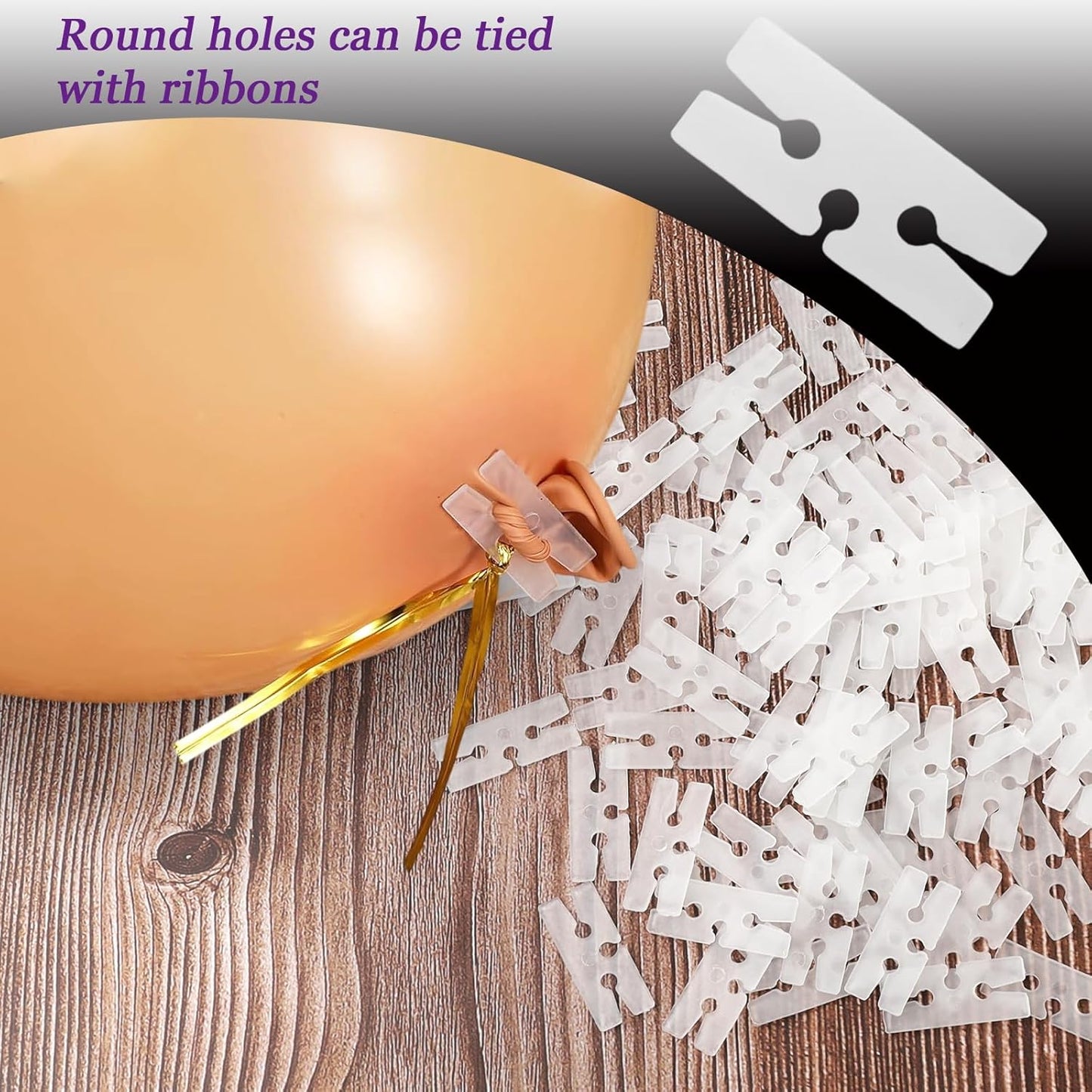 100pcs H-Shape Balloon Clips - Plastic Balloon Sealing Ties for Wedding, Party & Holiday Decorations - Balloons Tying Tool for Christmas, Wedding, Birthday, Baby Shower, Events(Clear)