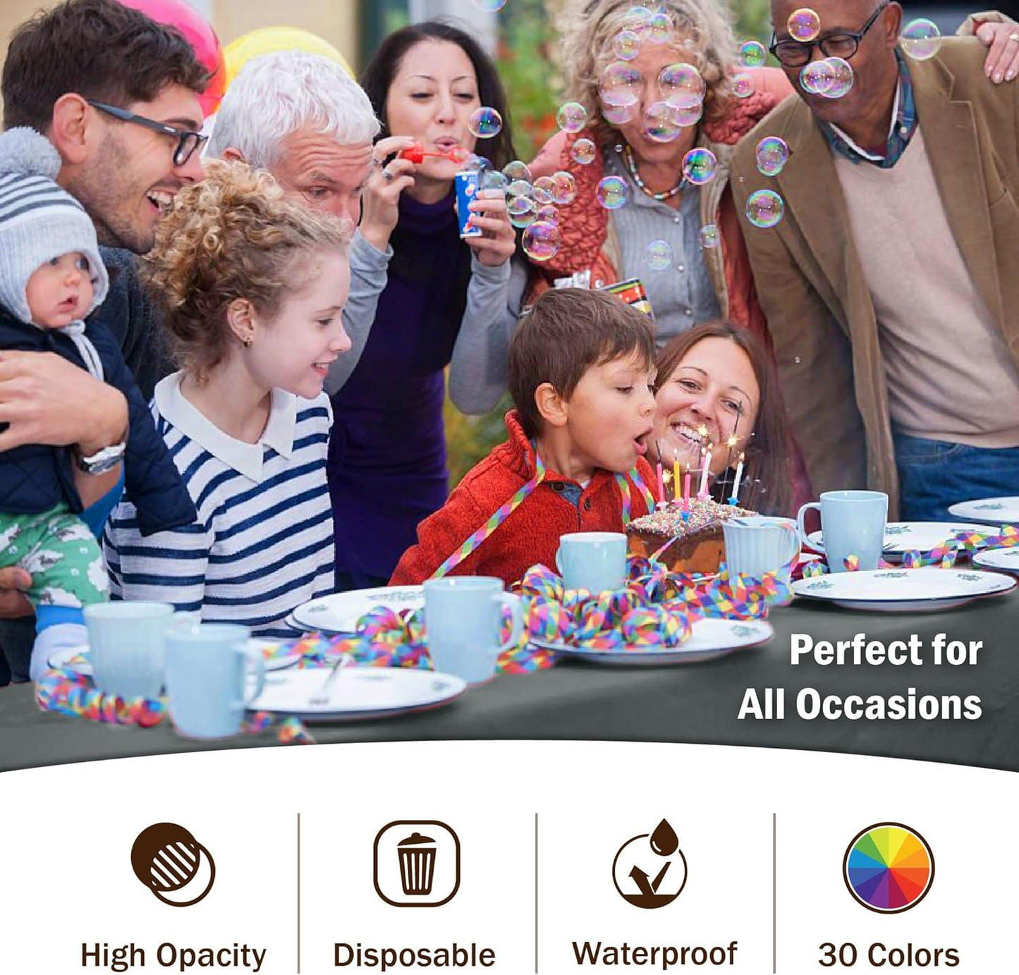 Exquisite 12-Pack Premium Plastic Tablecloth 54 Inch. x 108 Inch. Rectangle Table Cover - Silver