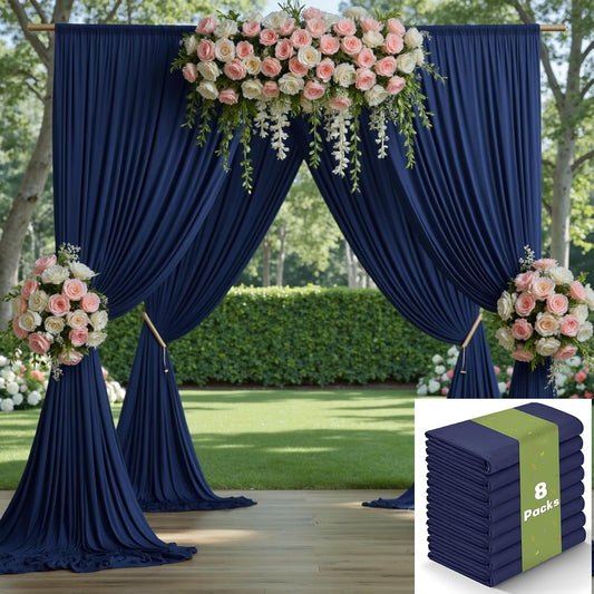 40ftx10ft Navy Blue Backdrop Curtains for Party Background, Wrinkle Free 8 Panels Silky Navy Photo Backdrop Drapes Back Drop Cloth for Wedding Birthday Photography Baby Shower Decor