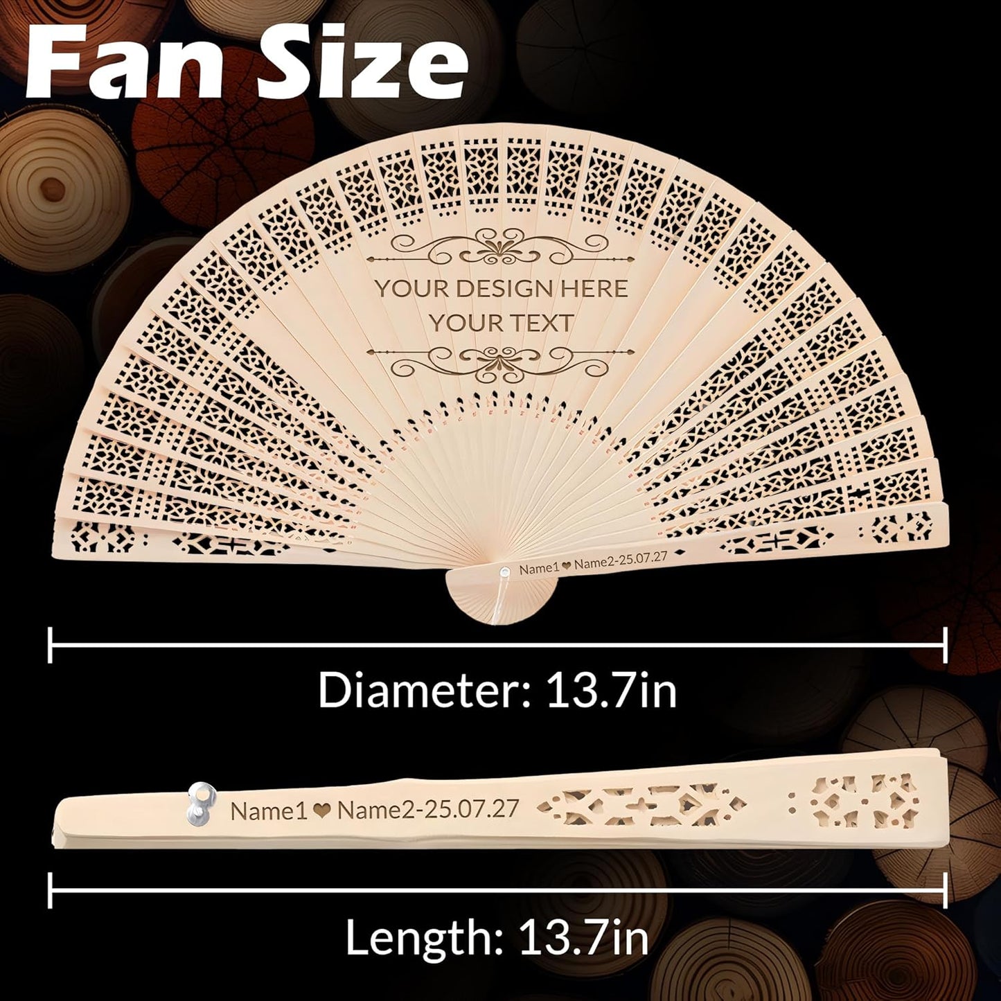 20 PCS Custom Fans Personalized Folding Fans for Line Dancing Wooden Hand Fan Wedding Favors Gift for Guests Personalized Fans for Events