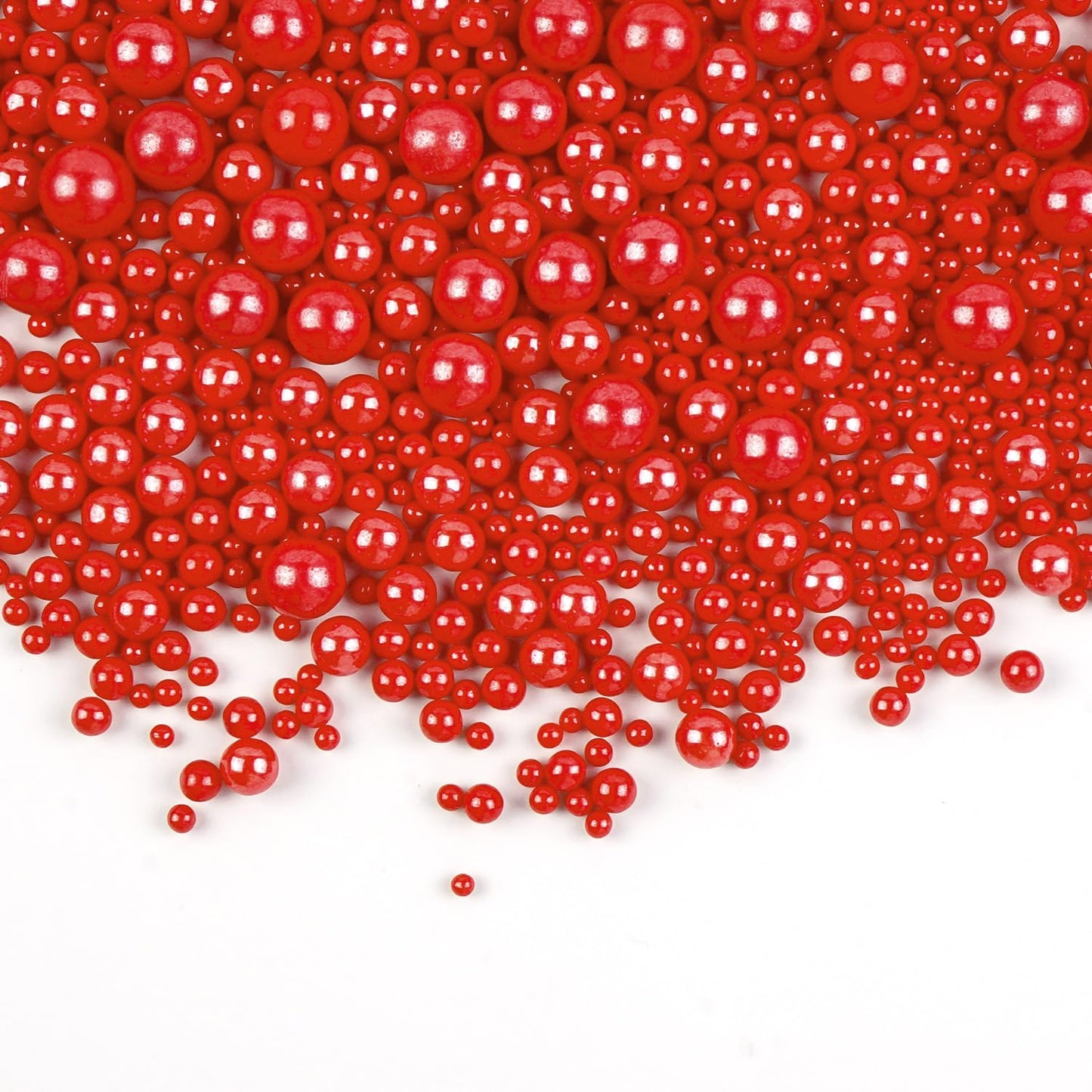 Edible Red Pearl Sprinkles, Red Pearls for Cake Decorating, Mix Size, Baking Edible Cake Decorations & Cupcake Toppers, Cookie Decoration, Wedding Party Chirstmas Supplies, 180g/6.35oz