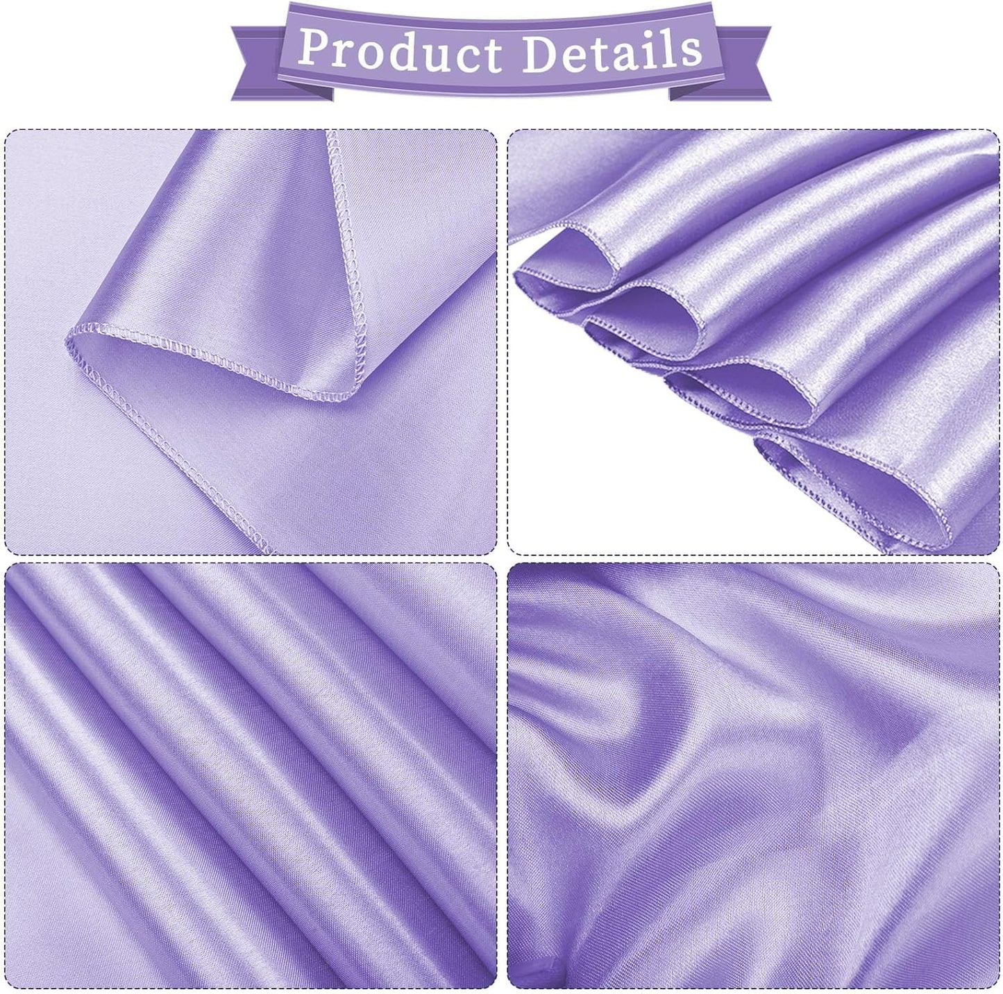 fani 120 PCS Lavender Purple Satin Chair Sashes Bows Universal Chair Cover for Wedding Reception Restaurant Event Decoration Banquet,Party,Hotel Event Decorations (7 x 108 inch)