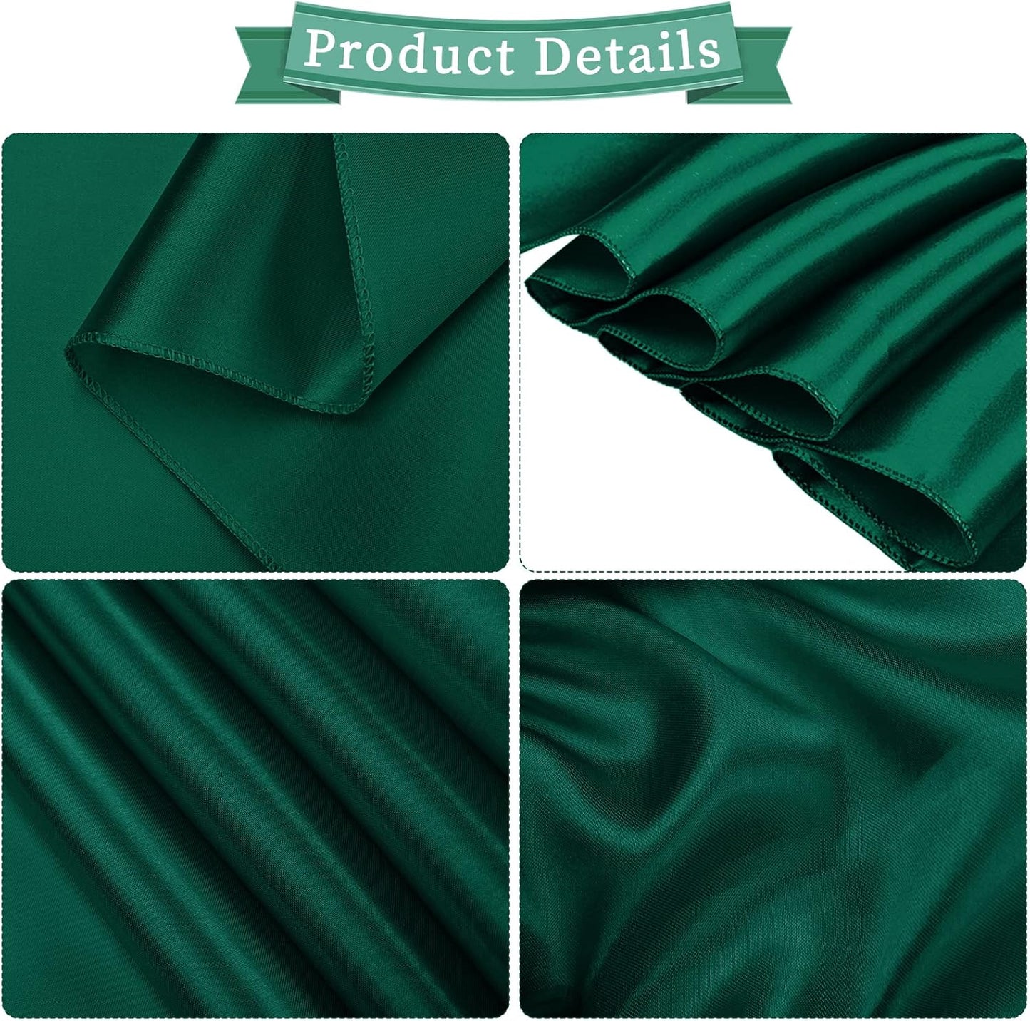 fani 120 PCS Forest Green Satin Chair Sashes Bows Universal Chair Cover for Wedding Reception Restaurant Event Decoration Banquet,Party,Hotel Event Decorations (7 x 108 inch)