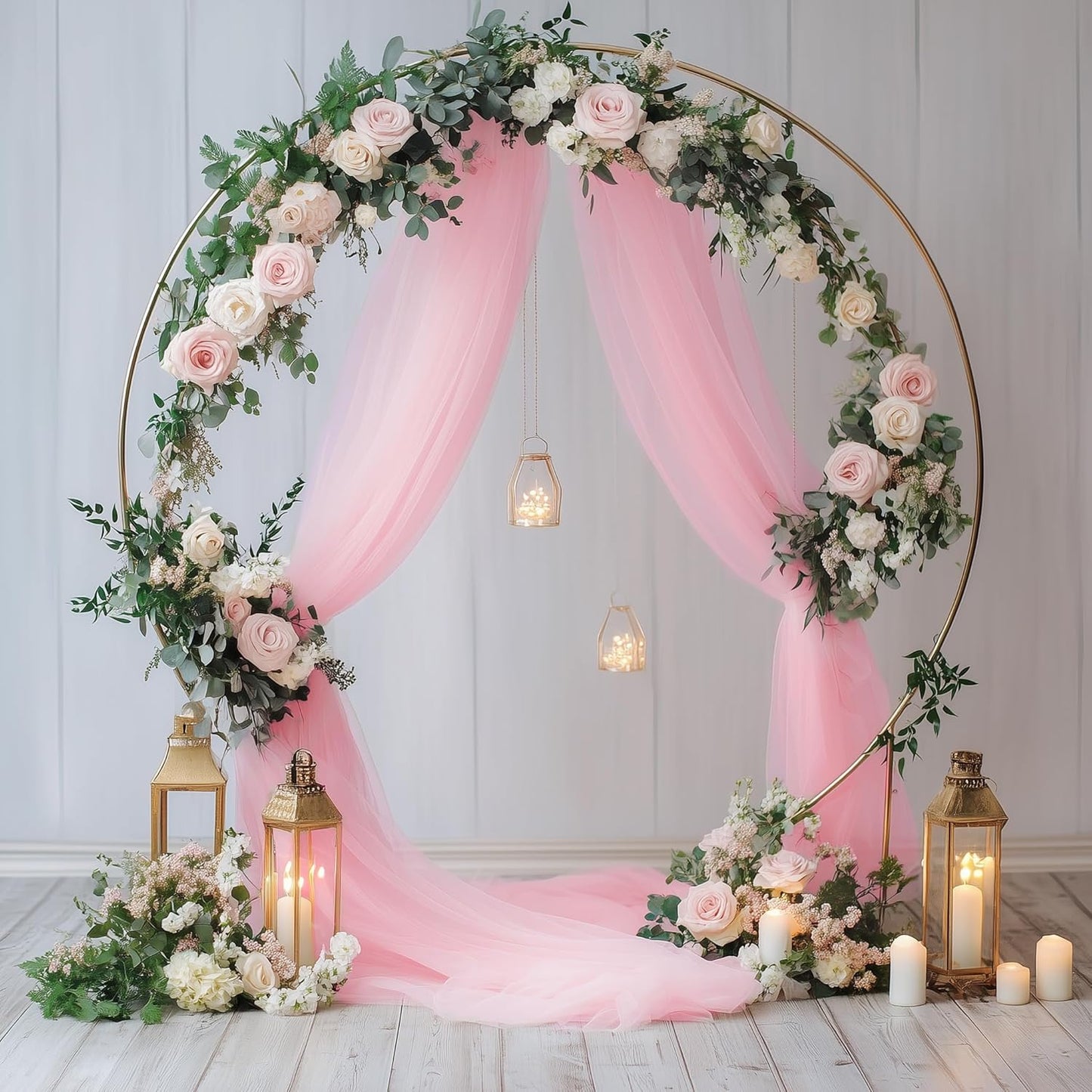 Wedding Arch Draping Fabric 3 Panels 28.7" x 20FT Blush Pink Sheer Chiffon Backdrop Drapes for Wedding Ceremony Birthday Party Bridal Shower Outdoor Decoration