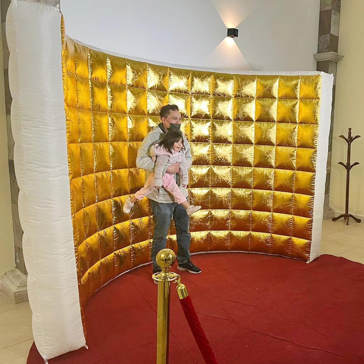 SAYOK Inflatable Photo Booth Wall (Gold, 119' 'x 59''x 91'') Selfie Booth Backdrop, Photo Booth Enclosure Inflatable Photo Shoot Background Golden Wall for Wedding Party Exhibition Event