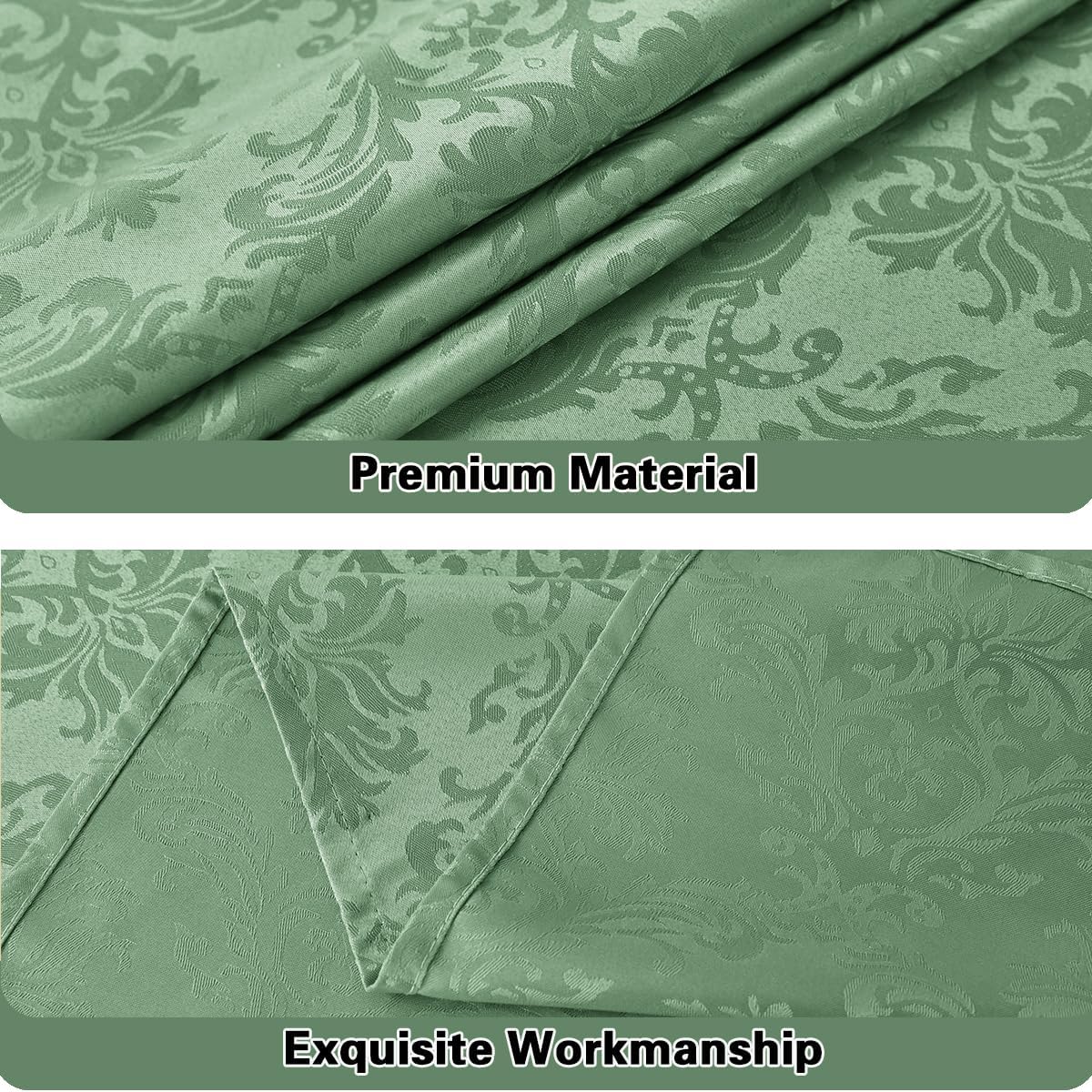 Flower Jacquard Rectangle Tablecloth 60 x 120 Inch Spill Proof Wrinkle Free Heavy Damask Table Cloth, Fabric Table Cover for Dining, Party, Wedding, Indoor, Outdoor, Sage Green