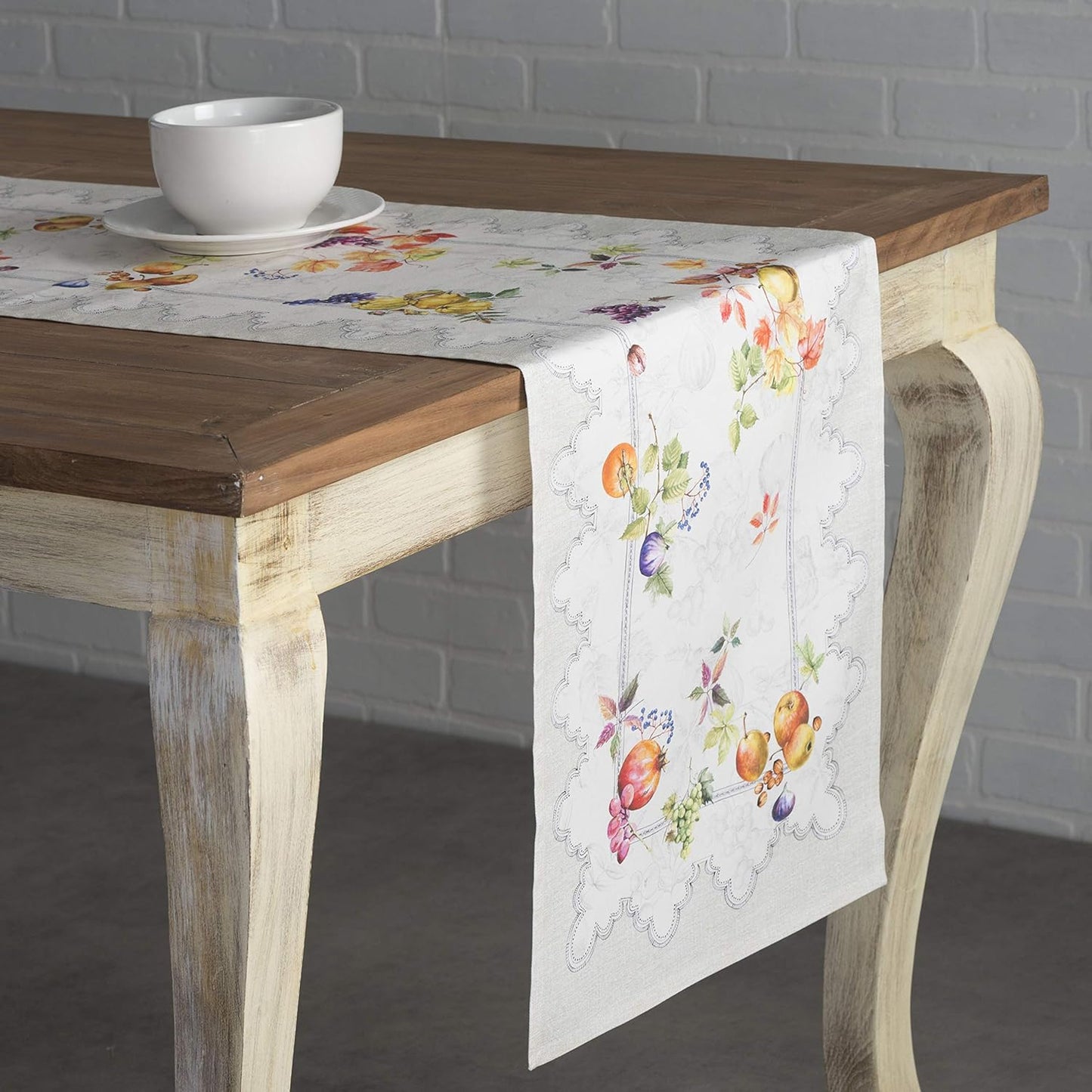 Maison d' Hermine Table Runner 100% Cotton Single Layer Table Runners 48 inches Long for Thanksgiving Christmas Decorations Home Kitchen Dining Party Wedding (Fruit D'Hiver, 14.5" x 48")