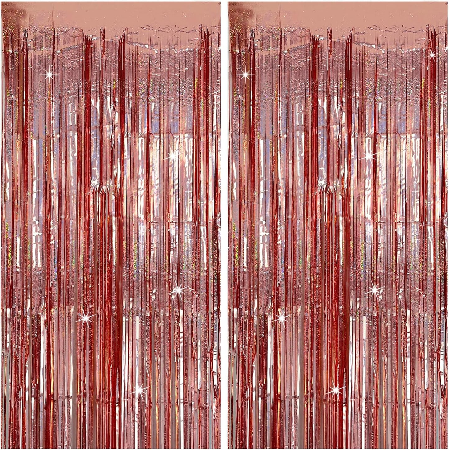 Tinsel Curtain Party Backdrop Rose Gold Birthday Decorations 2 Packs Glitter Foil Fringe Curtain Party Decor Streamers Photo Booth for Birthday Christmas Wedding Halloween Graduation Decorations