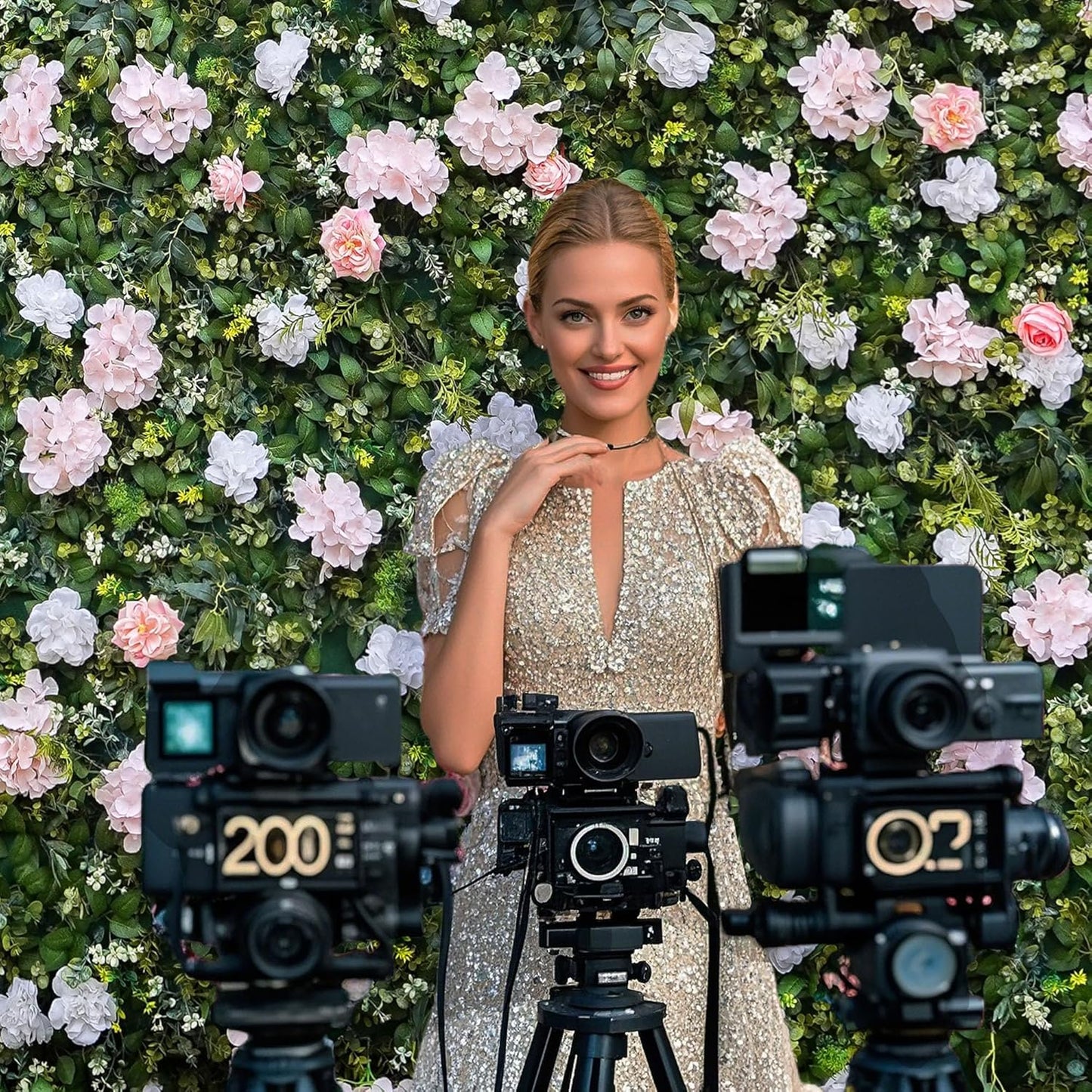 Artificial Luxury‌ Flower Wall Panels, Gorgeous 3D Silk Floral Backdrop for Wedding, Baby Show, Party and Home Decor, Quick Assembly/Storage, Eco ＆ Pet Friendly, 2 pcs, Each Panel 2 * 8 ft.