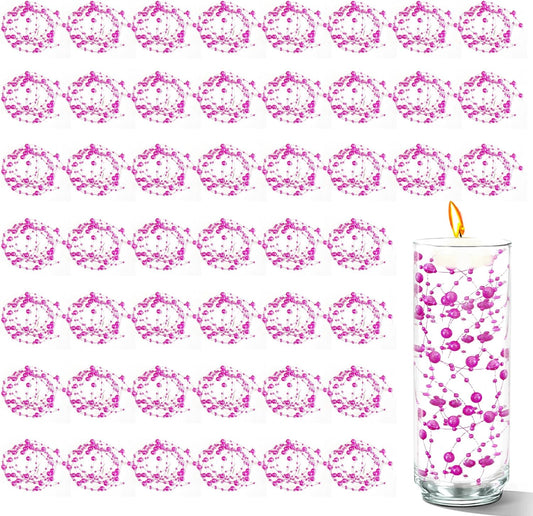 50 PCS Artificial Floating Beads for Centerpieces Vases, Rosered 8+3mm String Beads for Wedding Party Faux Pearl String for Decorating, String Pearls for Crafts Vase Filler