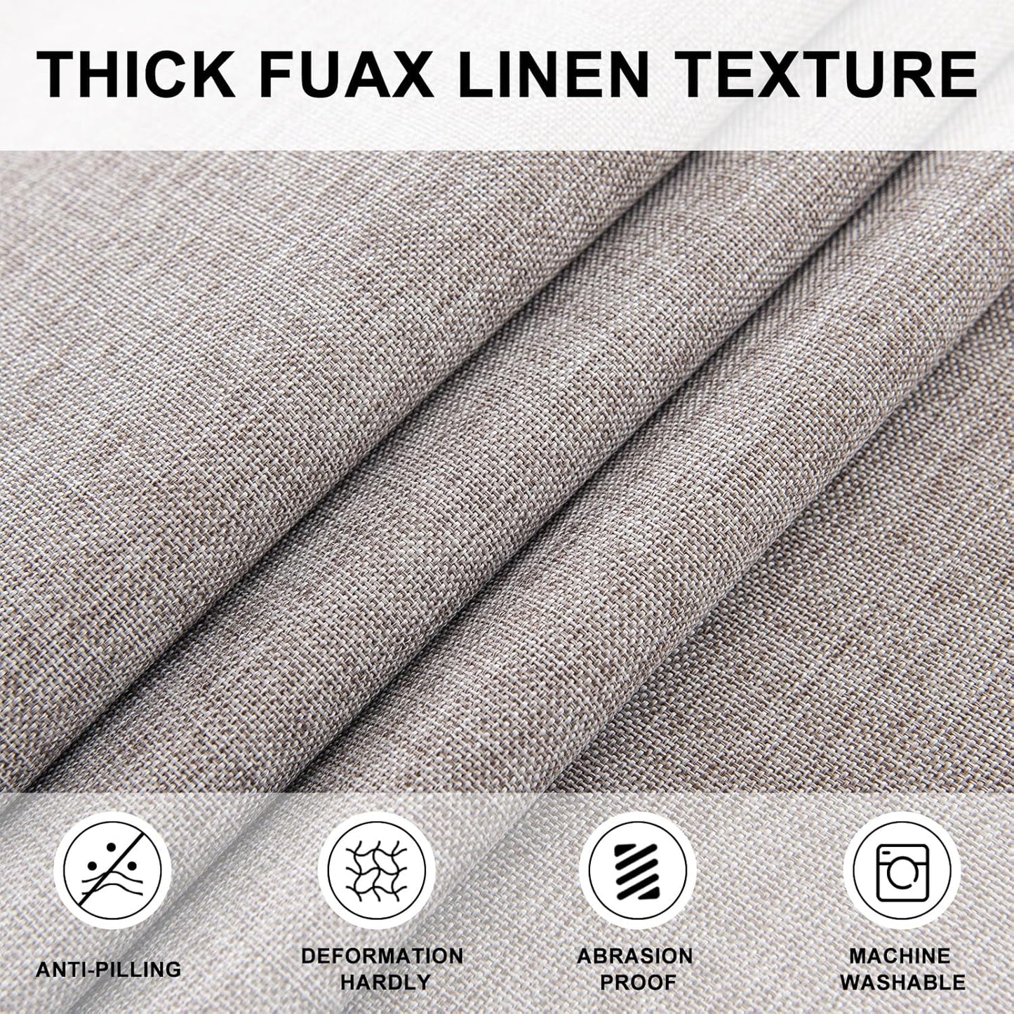 Hiasan Round Linen Tablecloth 80 Inch - Wrinkle and Stain Resistant Washable Polyester Fabric Table Cloth for Dining Room Kitchen Party, Stone