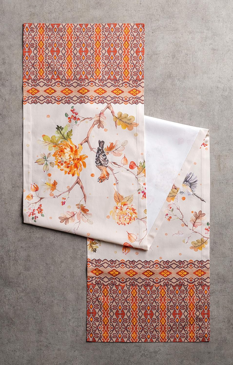 Maison d' Hermine Table Runner 100% Cotton Single Layer Table Runners 90 inches Long for Thanksgiving Christmas Decorations Home Kitchen Dining Party Wedding (Kelim - Prairie, 14.5" x 90")