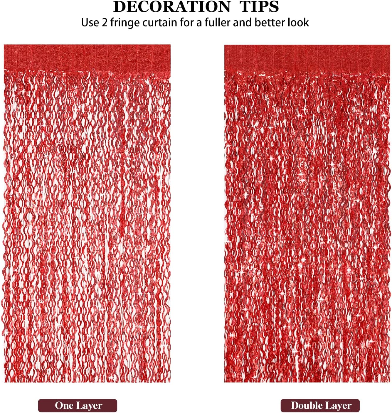 3 Pack Red Backdrop Curtain - CYLMFC 3.3 ft x 6.6 ft Foil Backdrop Curtain Streamers Birthday Decorations for Birthday Party Christmas Graduation Decor