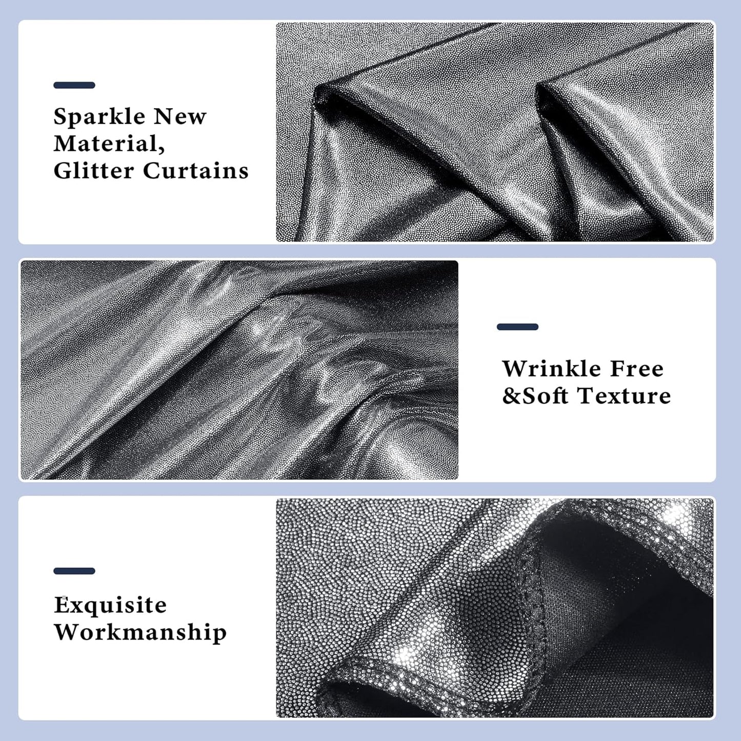 Outpain Thick 30 ft x 10 ft Black Black Sequin Backdrop Curtain for Parties, Wrinkle Free Glitter Photo Backdrop Drapes 6 Panels 5x10ft Black Black Back Drop Cloth for Wedding Photography Background