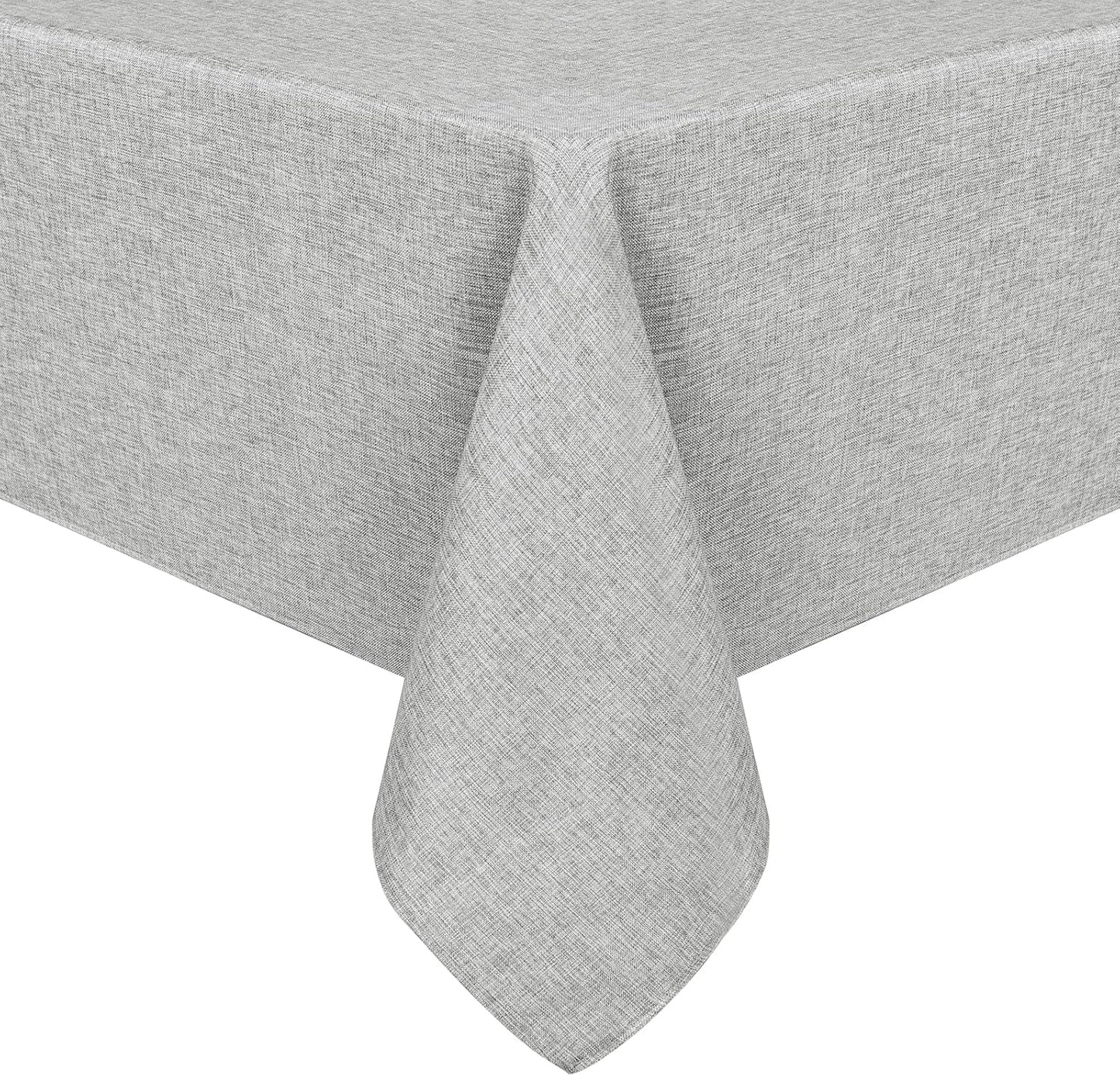 Hiasan Faux Linen Rectangle Tablecloth - Wrinkle and Stain Resistant Washable Table Cloth for Kitchen Dining Room Holiday Table Cover for Dinner, Light Grey, 52 x 70 Inch