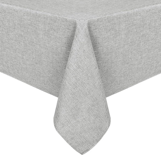 Hiasan Faux Linen Square Tablecloth - Wrinkle and Stain Resistant Washable Table Cloth for Kitchen Dining Room Holiday Table Cover for Dinner, Light Grey, 54 x 54 Inch