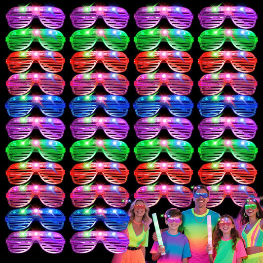 40 PCs LED Glasses,Light Up Glasses,Glow Glasses Glow In The Dark Party Supplies Suitable For Kids/Adults, 3 Light up Modes, 5 Neon Colors Rave Party,Wedding, Birthday, Concert, New Year, Carnival