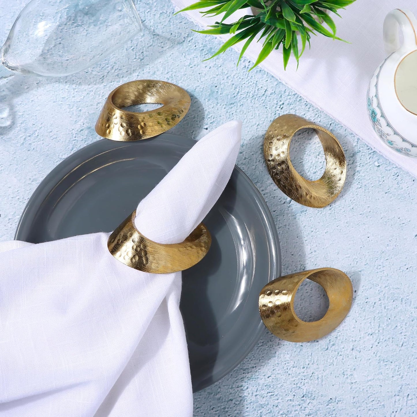 Metal Napkin Rings Set of 12 - Gold Mobius Design for Table Decor, Elegant Napkin Holders for Dinner, Wedding, Party, Holiday, Thanksgiving, Christmas & Everyday Use - ALPHA Living HOME