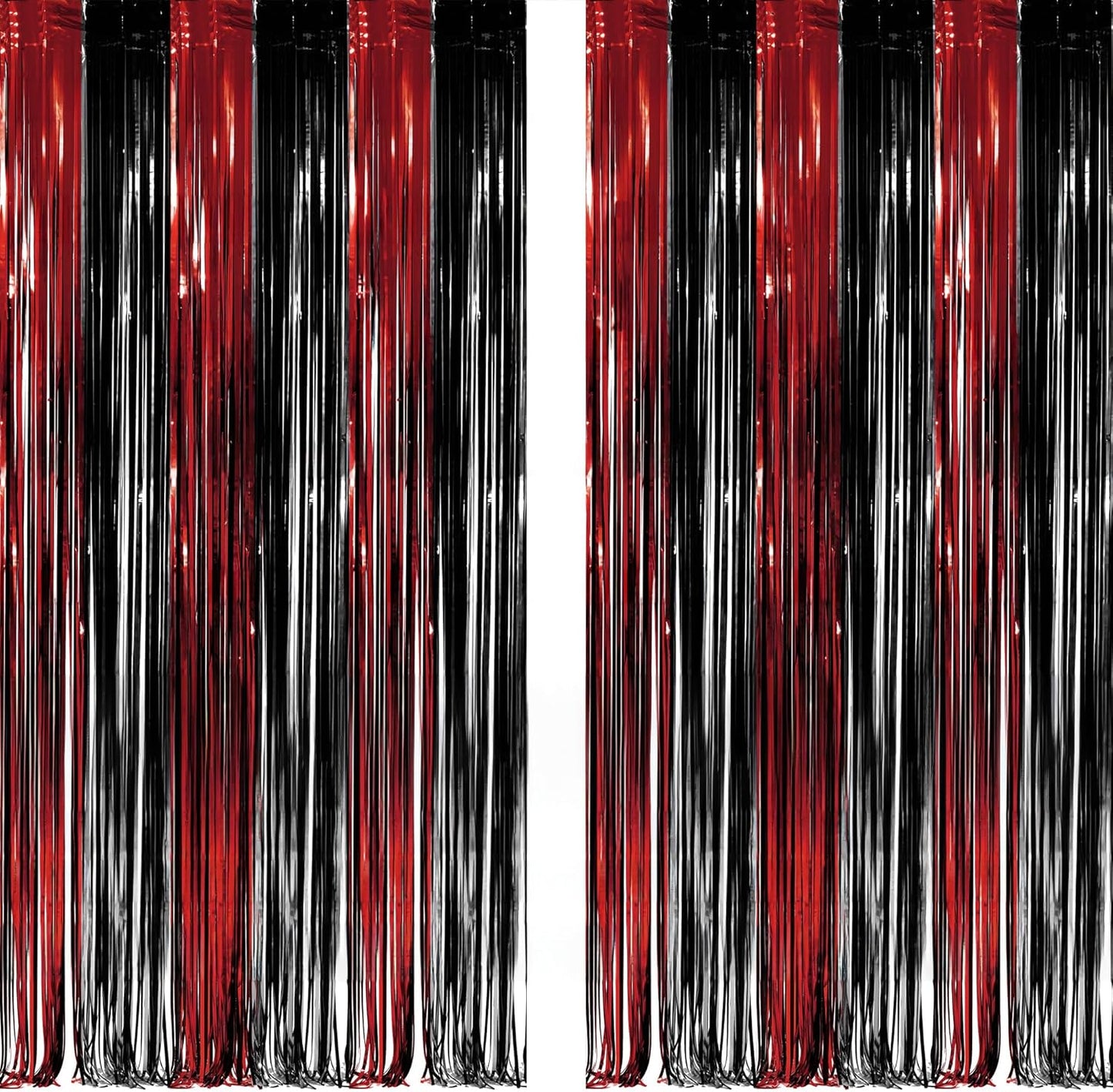 Black Red Party Streamers Backdrop - GREATRIL Foil Fringe Tinsel for Stranger/Friday Party/Halloween Party Decorations - 3.2ft X 8.2ft - 2 Packs
