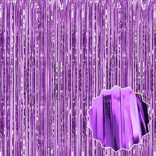 3 Pack Light Purple Foil Fringe Curtains Backdrop, 3.28 x 9.8 Ft Metallic Streamers Tinsel Curtains Background for Photo Booth, Birthday, Halloween, Christmas, Thanksgiving, New Year Party Decorations
