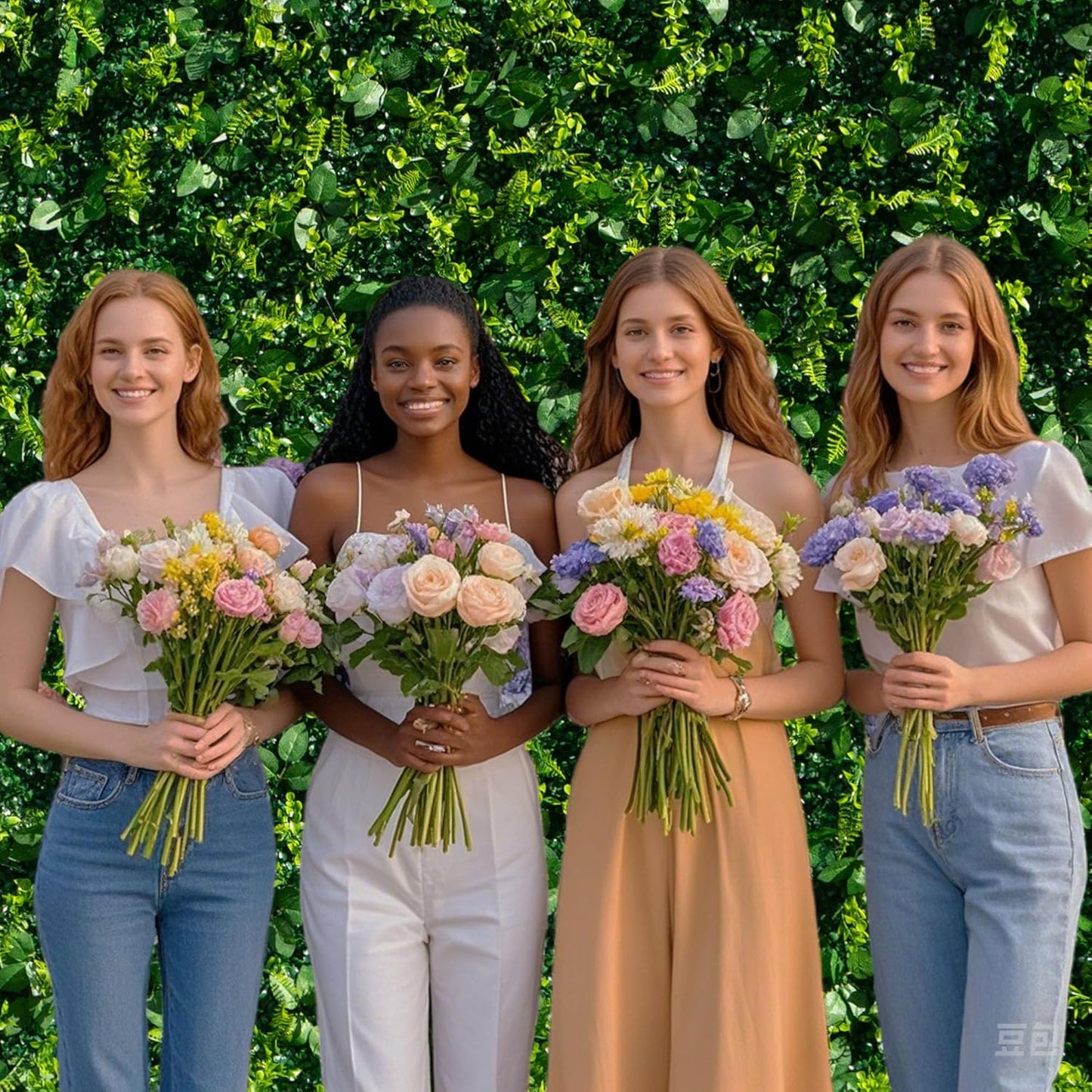 Artificial Luxury‌ Flower Wall Panels, Gorgeous 3D Silk Floral Backdrop for Wedding, Baby Show, Party and Home Decor, Quick Assembly/Storage, Both Eco ＆ Pet Friendly, 4 Panels, 8 * 8 ft.