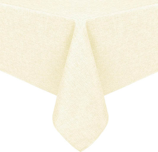 Hiasan Faux Linen Square Tablecloth - Wrinkle and Stain Resistant Washable Table Cloth for Kitchen Dining Room Holiday Table Cover for Dinner, Champagne, 70 x 70 Inch
