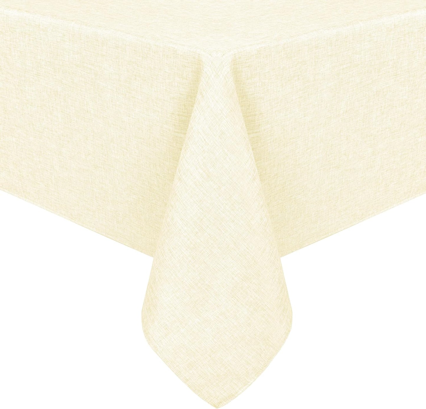 Hiasan Faux Linen Rectangle Tablecloth - Wrinkle and Stain Resistant Washable Table Cloth for Kitchen Dining Room Holiday Table Cover for Dinner, Champagne, 52 x 70 Inch