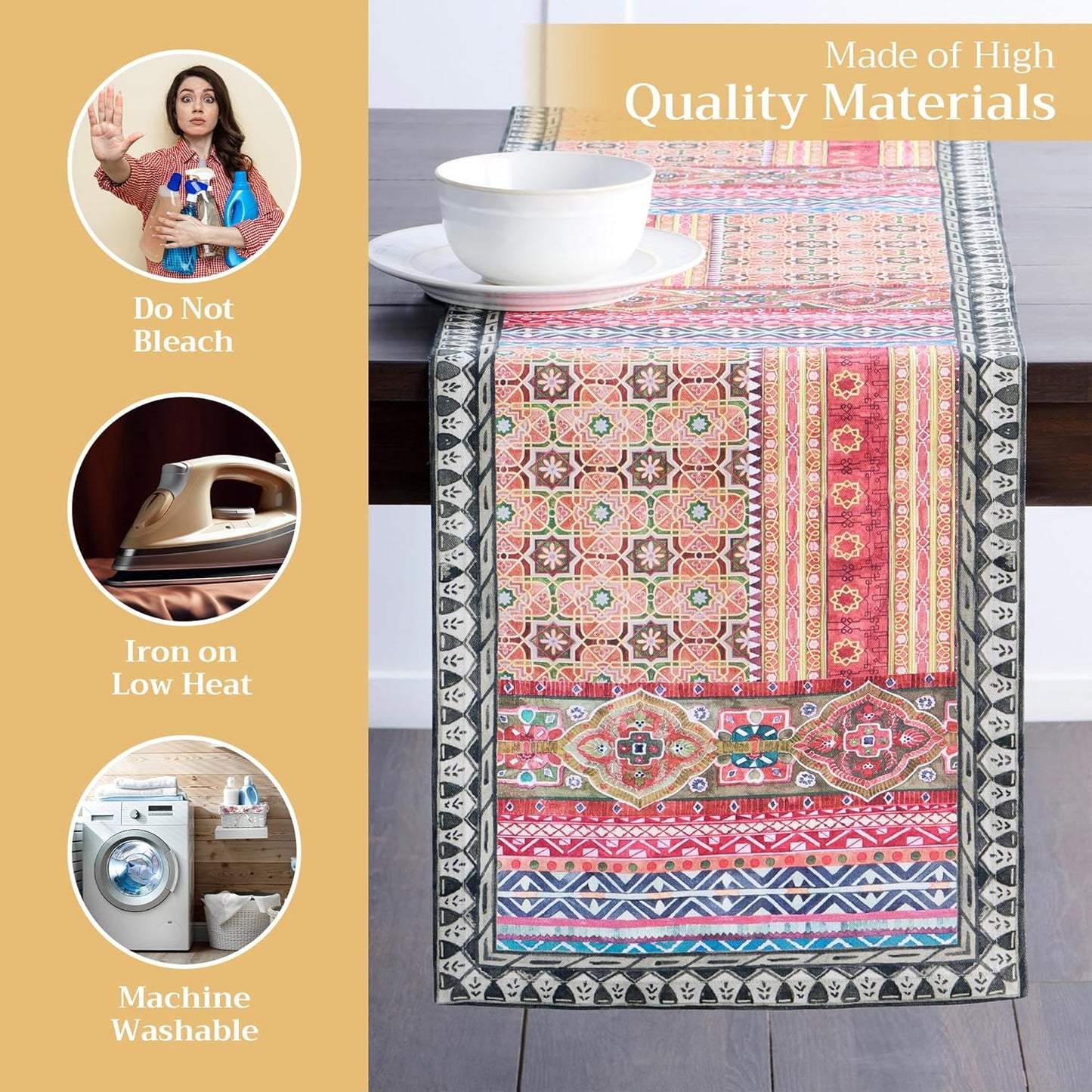 Maison d' Hermine Table Runner 100% Cotton Single Layer Table Runners 72 inches Long for Thanksgiving Christmas Decorations Home Kitchen Dining Party Wedding (Ispahan, 14.5" x 72")