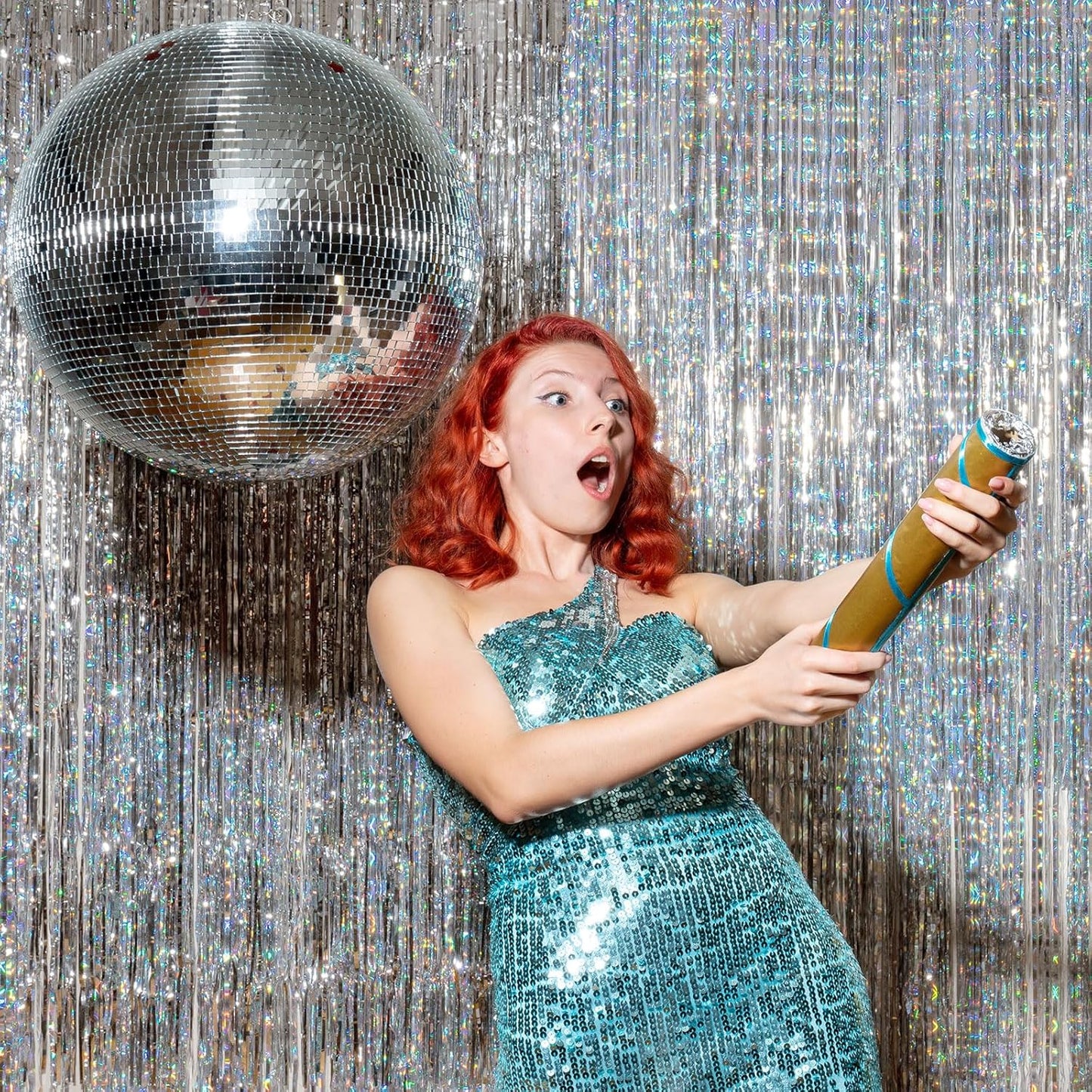 5 Pack Silver Glitter Streamers Party Decorations Tinsel Foil Fringe Curtains Christmas Birthday Bachelorette Party Wedding Decor Supplies