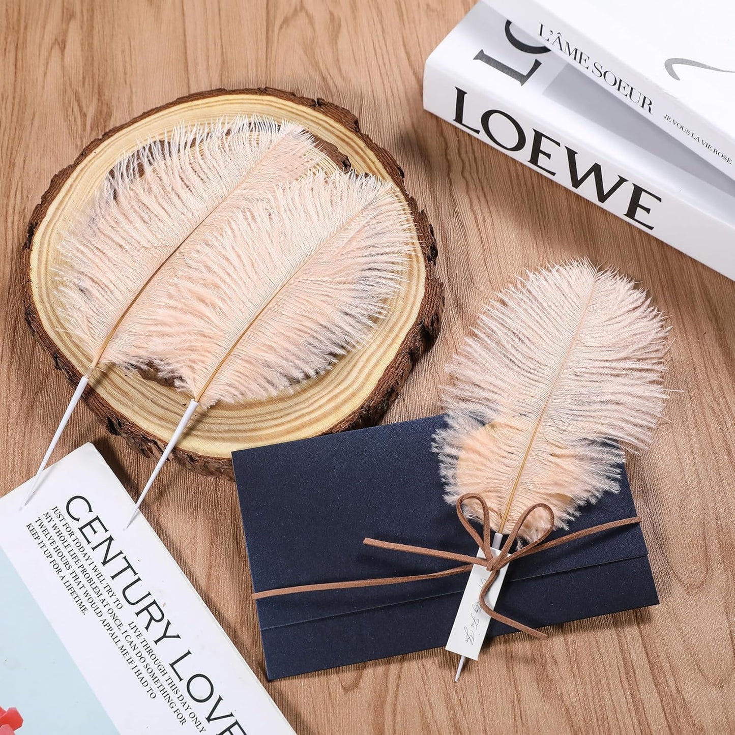 SOGUGOM Light Salmon Ostrich Feathers - 30PCS 8-10 inch Ostrich Feathers Kit for Centerpieces, Kindergarten Crafts, Dream Catchers and DIY Projects(Light Salmon)
