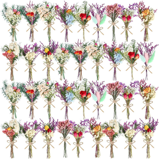 10/12/24/36 Pack Mini Dried Flowers for Vase Wedding Various Mini Bouquet Dried Small Wildflowers Natural Flowers Bulk for Crafts DIY Decor (36, Romantic Colour)