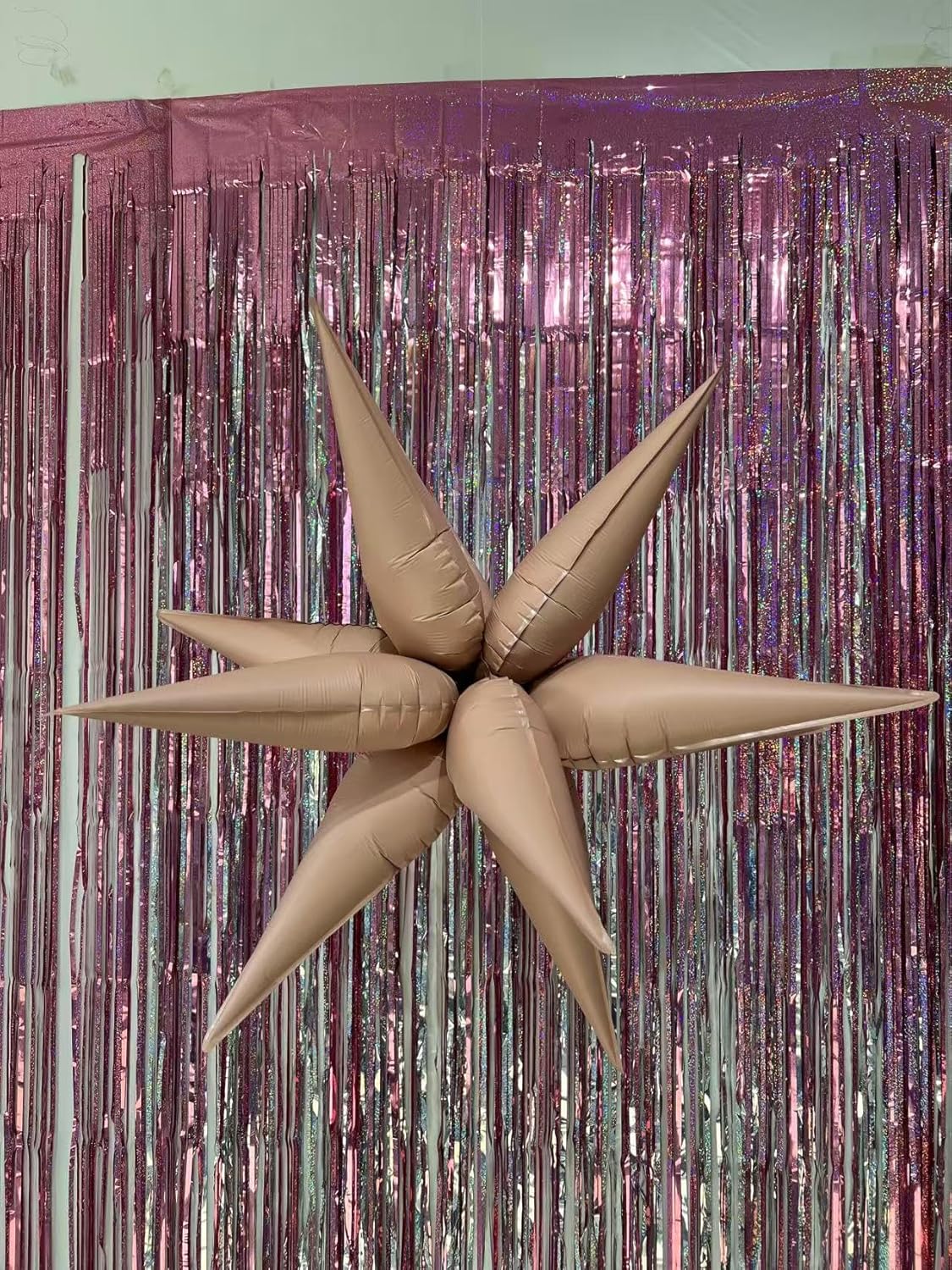 3pcs 26inch 3D matte pink Explosion Star foil balloon, matte pink Foil Cone Star burst Balloons for Birthday Wedding New Year Party Event