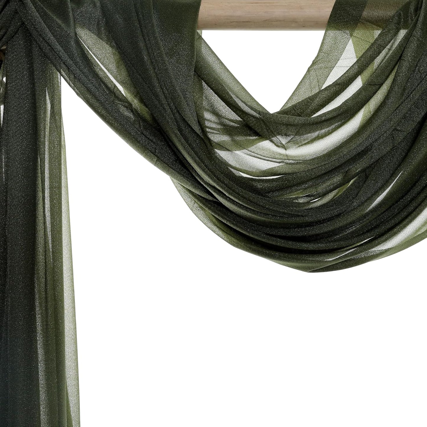 VDS Pack of 4 Panel (30 Inch X 20 Feet) Wedding Arch Draping Fabric Sheer Chiffon Fabric Drapery for Wedding Ceremony Reception Swag Backdrop Canopy Chuppah ARBO Altars Decoration (Olive)