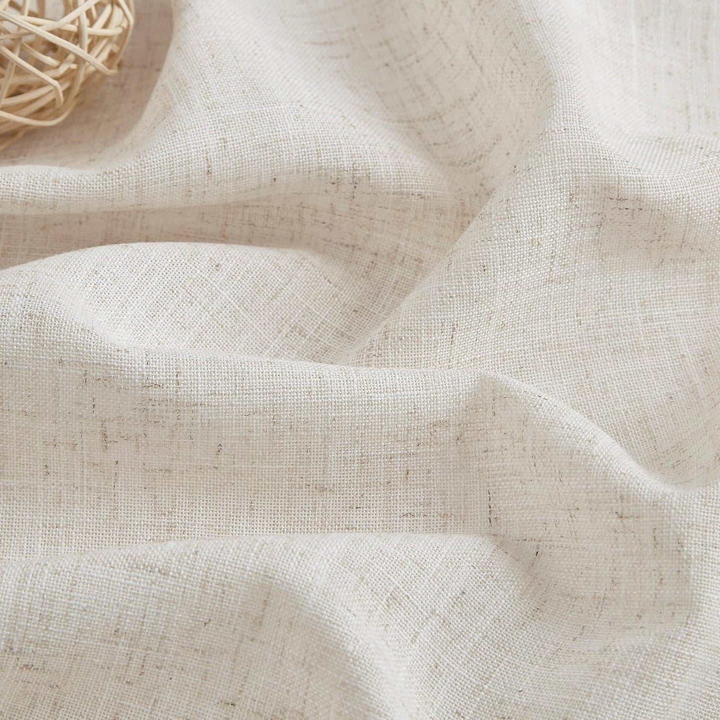 Vision Home Natural Pinch Pleated Semi Sheer Curtains Textured Linen Blended Light Filtering Window Curtains 102 inch for Living Room Bedroom Pinch Pleat Drapes with Hooks 2 Panels 42" Wx102 L