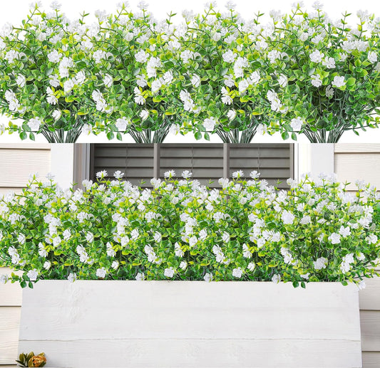 AmyHomie 20 Bundles Artificial Flowers for Outdoor Outside Spring Summer Decoration UV Resistant Faux Flowers No Fade Fake Plastic Plants Garden Porch Window Box Decorating