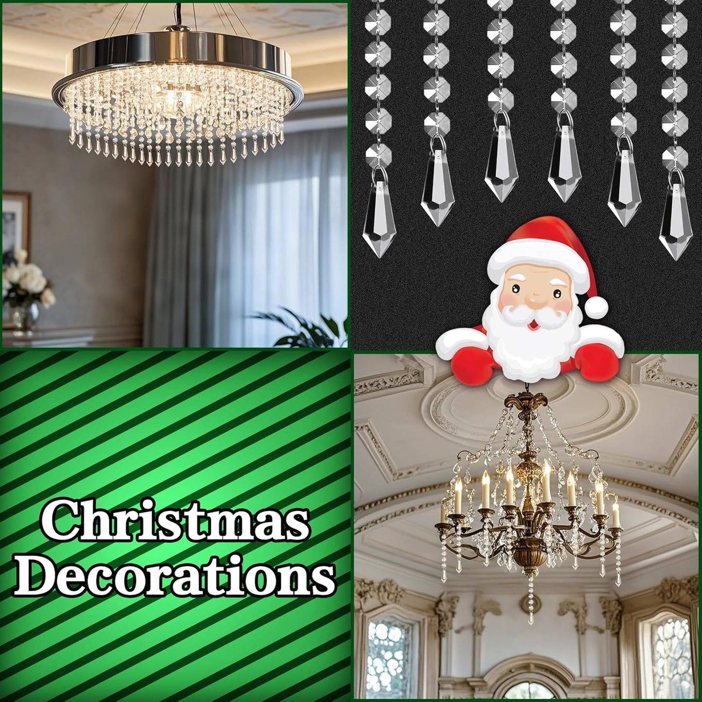 100 Pack Hanging Crystals - Clear Acrylic Prisms Pendant Ornaments for Christmas Tree, Centerpieces, Chandelier, Window & Home Decor, Ideal for Weddings, Parties Decorations (Icicle)