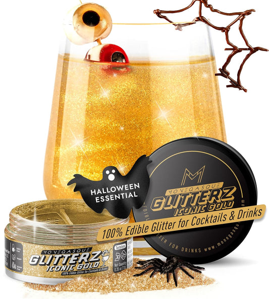 MONÉGASQUE Iconic Gold Edible Glitter for Drinks 10g – Edible Glitter for Cakes & Cocktails – Gold Sprinkles Spray for Food, Cupcake, & Cake Decorations – Halloween Cocktail & Drink Shimmer Powder