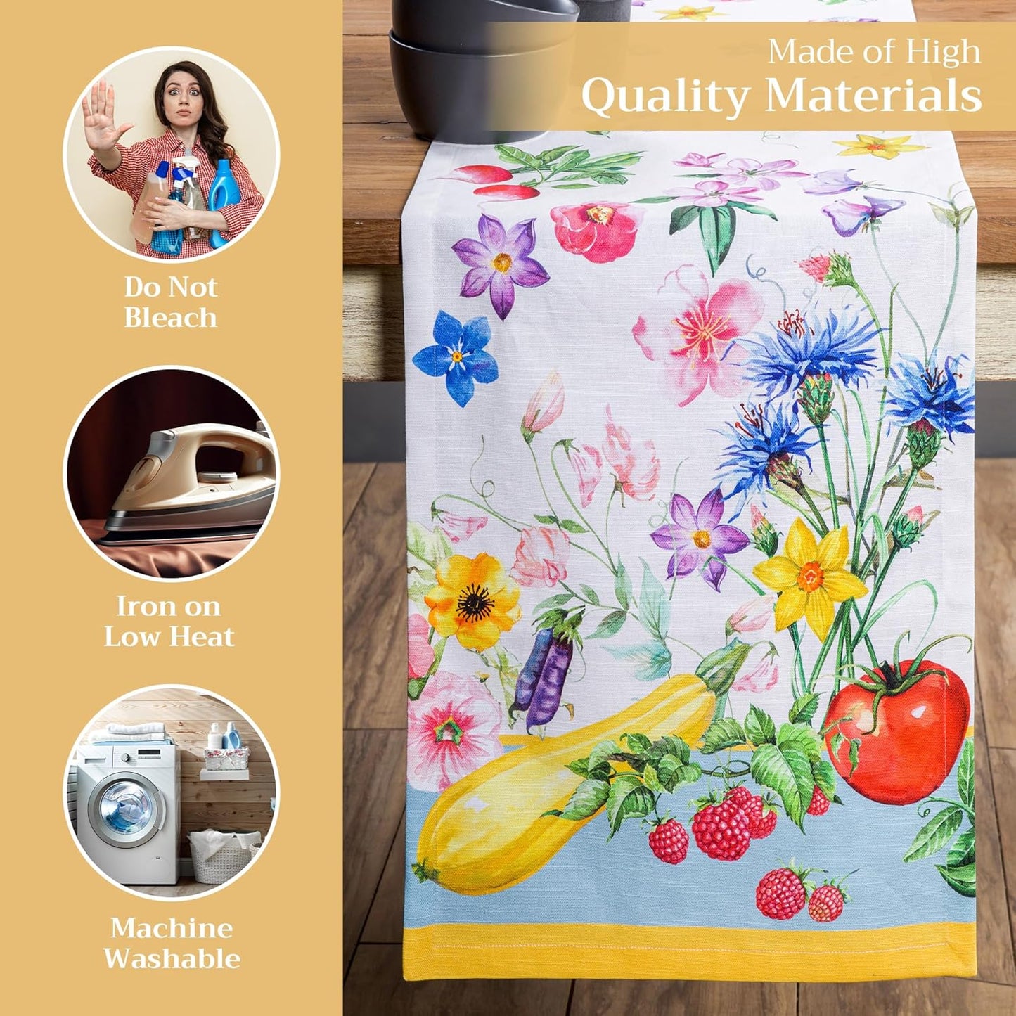 Maison d' Hermine Table Runner 100% Cotton Single Layer Table Runners 108 inches Long Decorative for Home Kitchen Dining Party Baby Shower Wedding Bridal Shower Spring Summer (Giverny, 14.50" x 108")