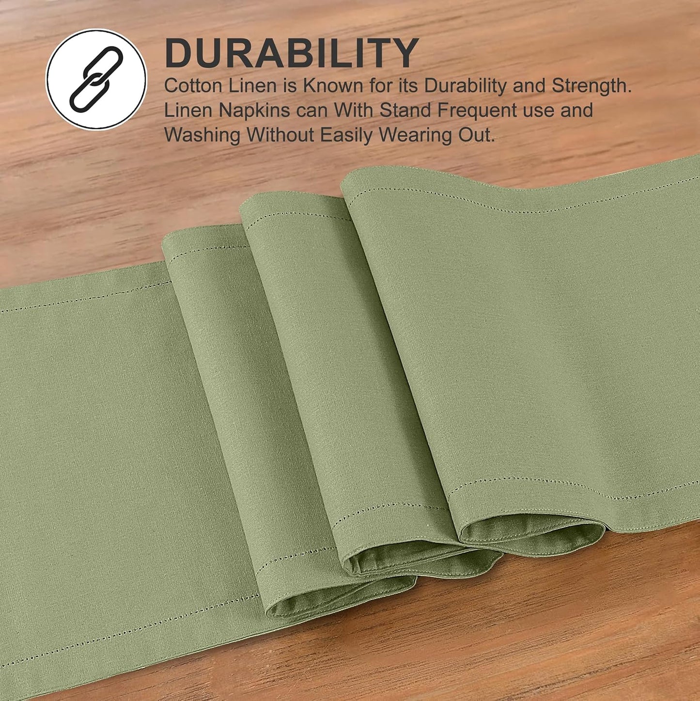 Ruvanti Linen Table Runner 90 Inches, Classic Hemstitch, Washable, Reusable, Non-Slipping, Stain Resistant- Perfect for Parties, Weddings, Dinners, Thanksgiving, Christmas, Indoor use – Olive