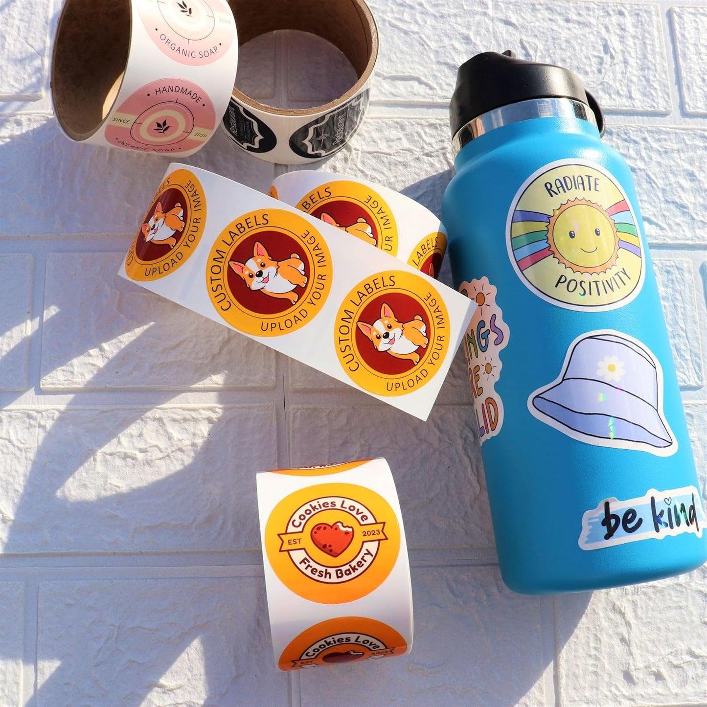 Custom Stickers Label Rolls, Build Your Own Stickers/Labels Any Design Premium Gloss BOPP Custom Sticker, Personalized Stickers for Business Logo, Custom Printed Sticker Labels 50+ (2 Inch Square)