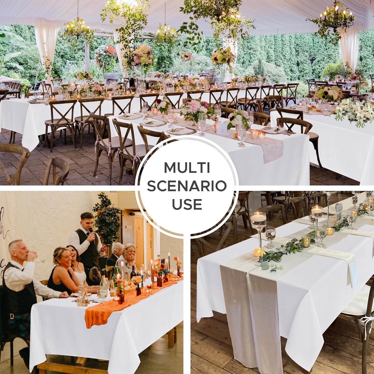 Fitable 10 Pack Rectangle Tablecloths: Stain Resistant Wrinkle Free Fabric Table Clothes, Washable Reusable Polyester Table Covers for Wedding Party Birthday Banquet Reception(White, 70x120 Inch)