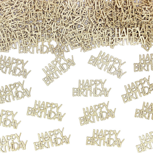 Champagne-Gold Happy Birthday Confetti for Tables Light Gold Glitter Birthday Party Table Scatters for Adult/Kids Birthday Anniversary DIY Crafts Party Supplies 100PC