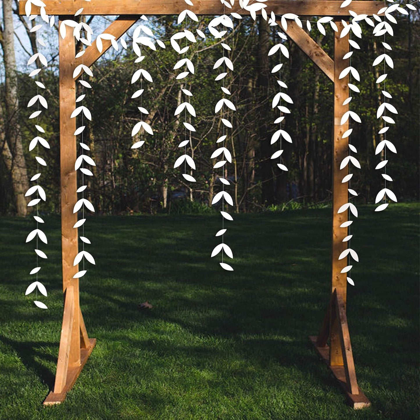 52 Ft White Party Decorations Leaf Garland Kit Paper Hanging White Leaves Streamer Banner for Wedding Engagement Bridal Shower Bachelorette Birthday Baby Shower Showcase Garden Party Decor (4 Packs)