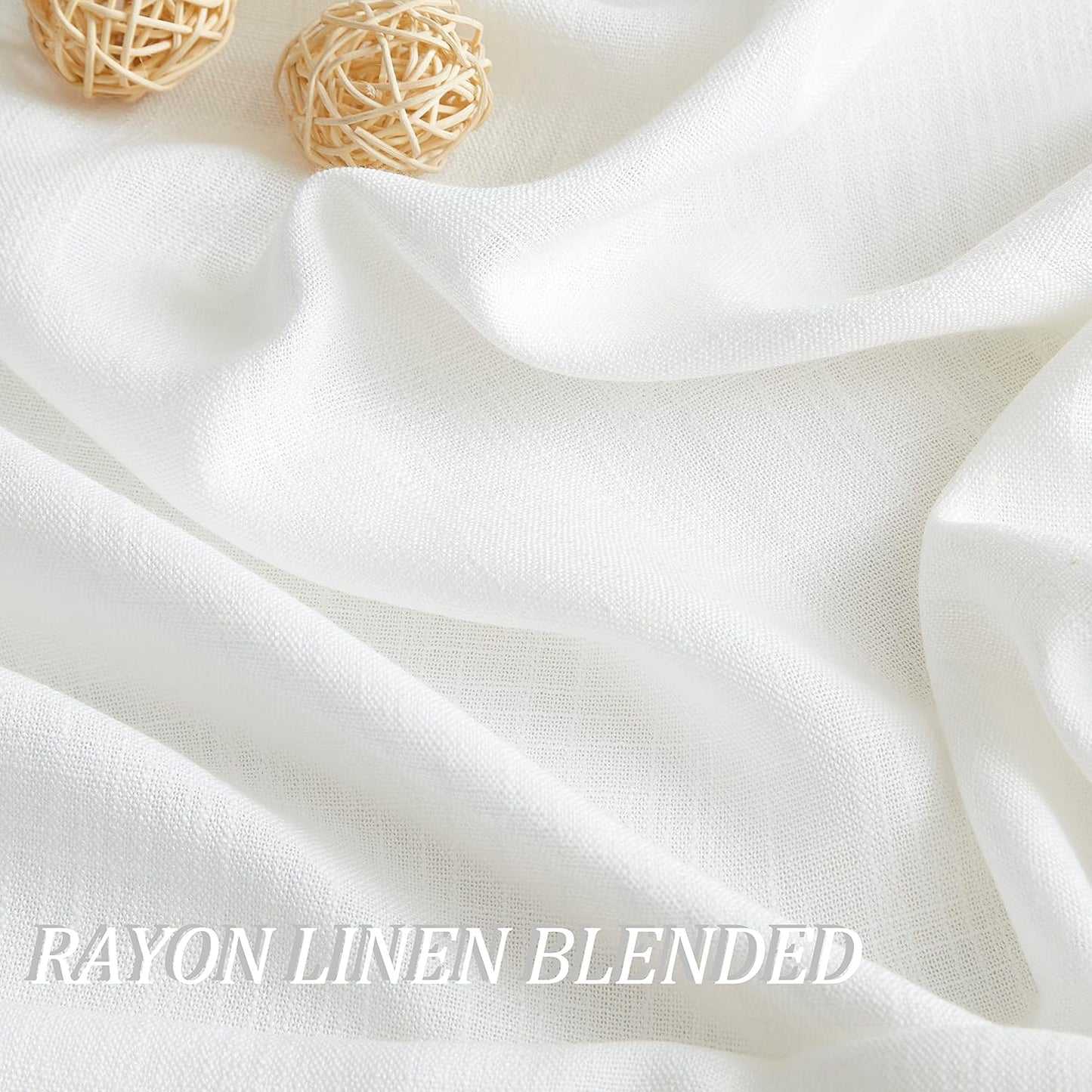 Vision Home White Pinch Pleated Semi Sheer Curtains Textured Light Filtering Window Curtains 120 inch for Living Room Bedroom Patio Rayon Blended Pinch Pleat Drapes with Hooks 1 Panel 10ft 80"Wx120"L