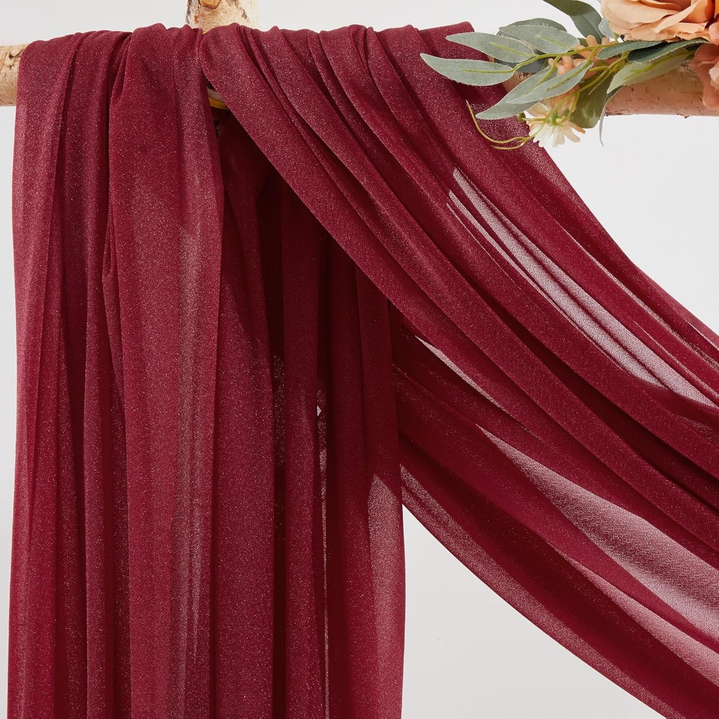 Burgundy Wedding Arch Draping Fabric 3 Panels 30'' x 20FT Burgundy Drapes Sheer Fabric Backdrop Arch Draping Fabrics for Wedding Ceremony Birthday Party Bridal Shower Decoration